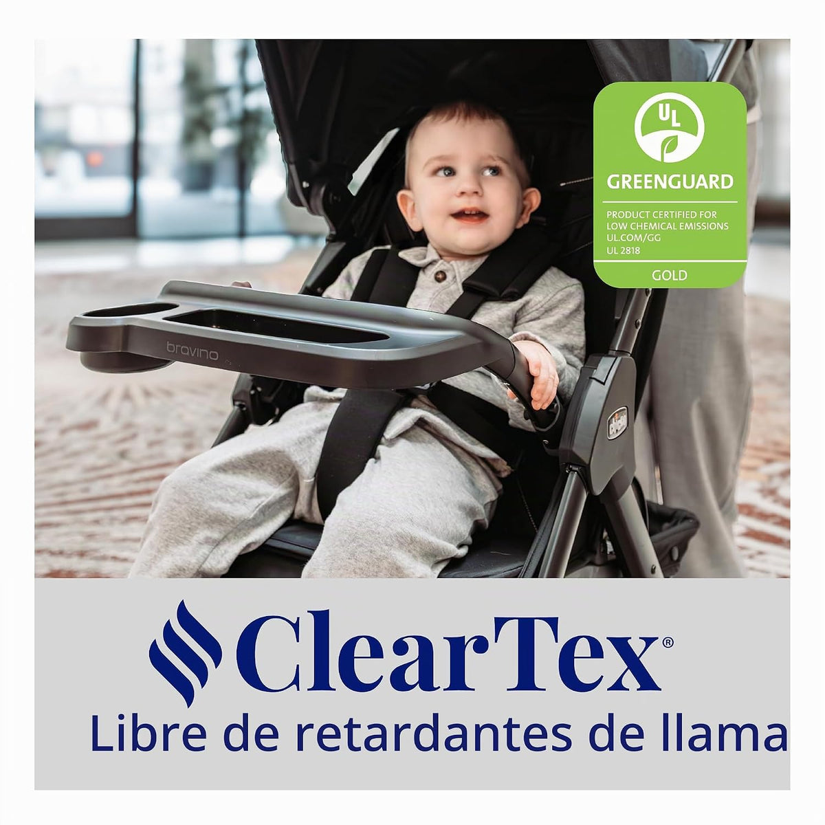 Chicco Sistema de viaje Bravino ClearTex con asiento y base para au...