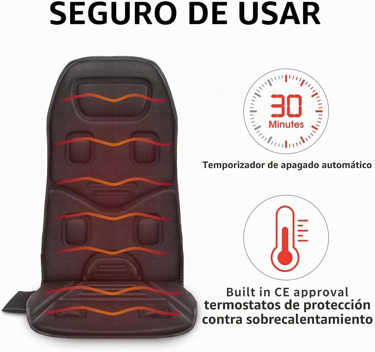 COMFIER Cojín de asiento de masaje con calor, 10 motores de vibraci...