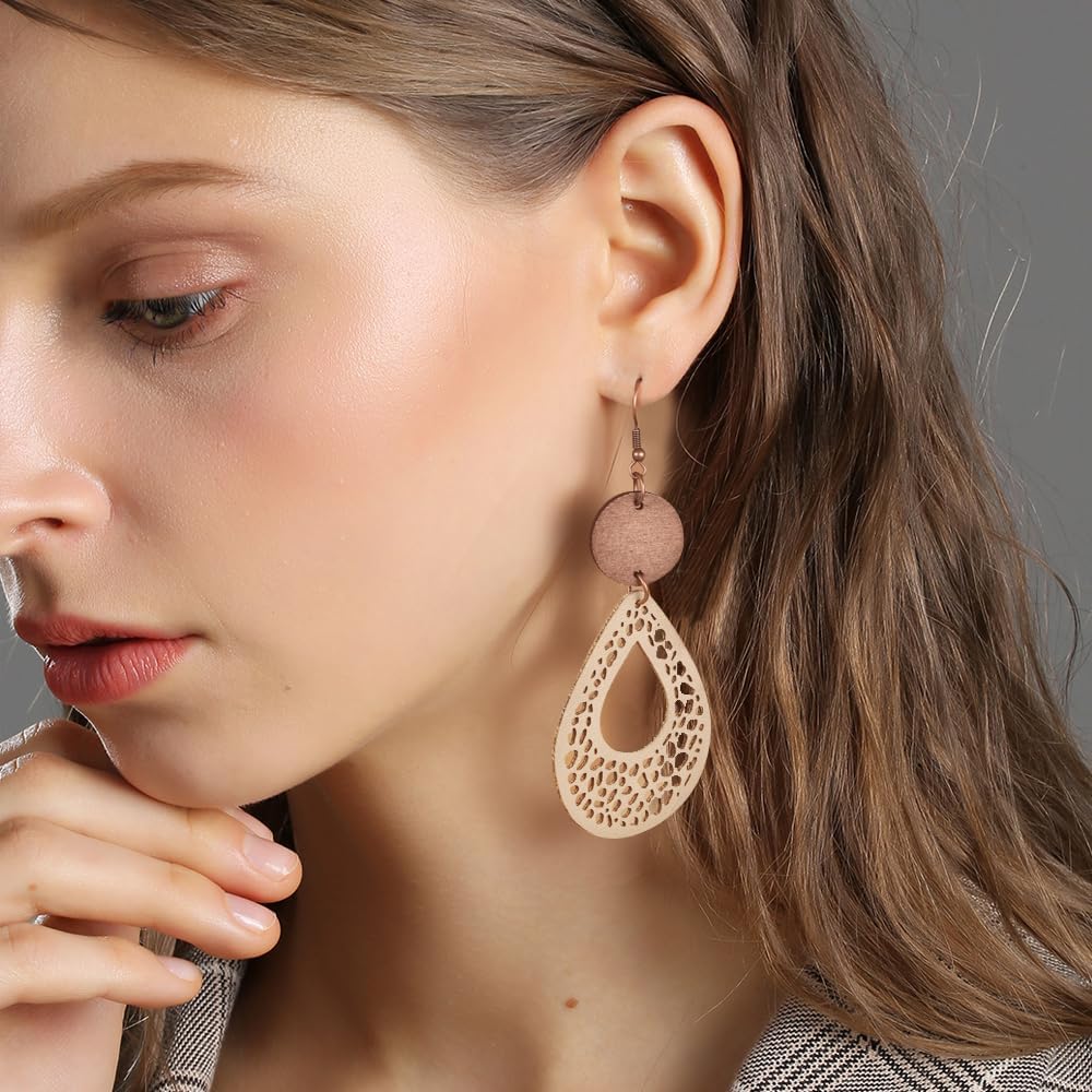 12 Pares de Aretes Colgantes de Cristal Drusa en Forma de Lágrima p...