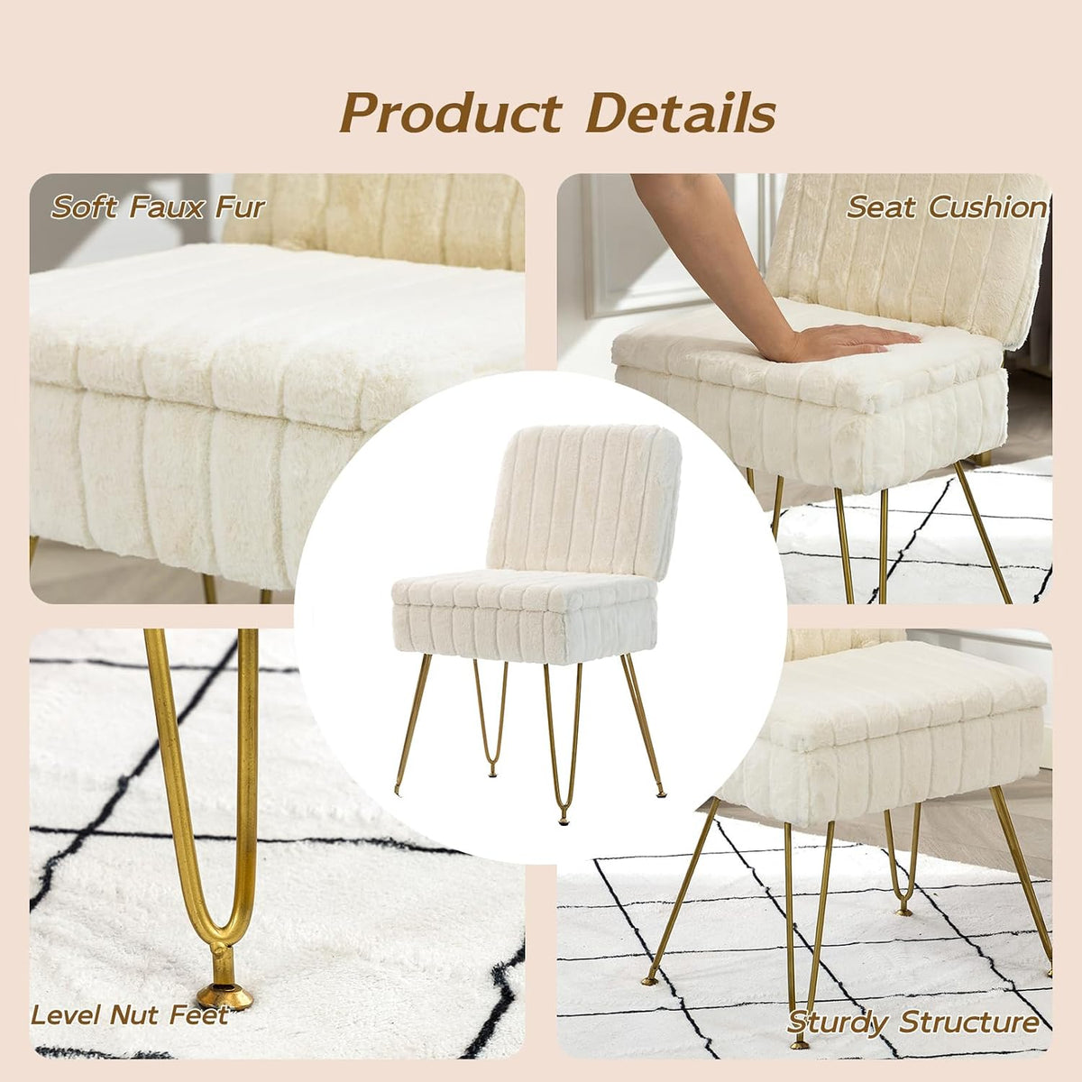 Manyday Silla de tocador con almacenamiento | Cómoda otomana con re...