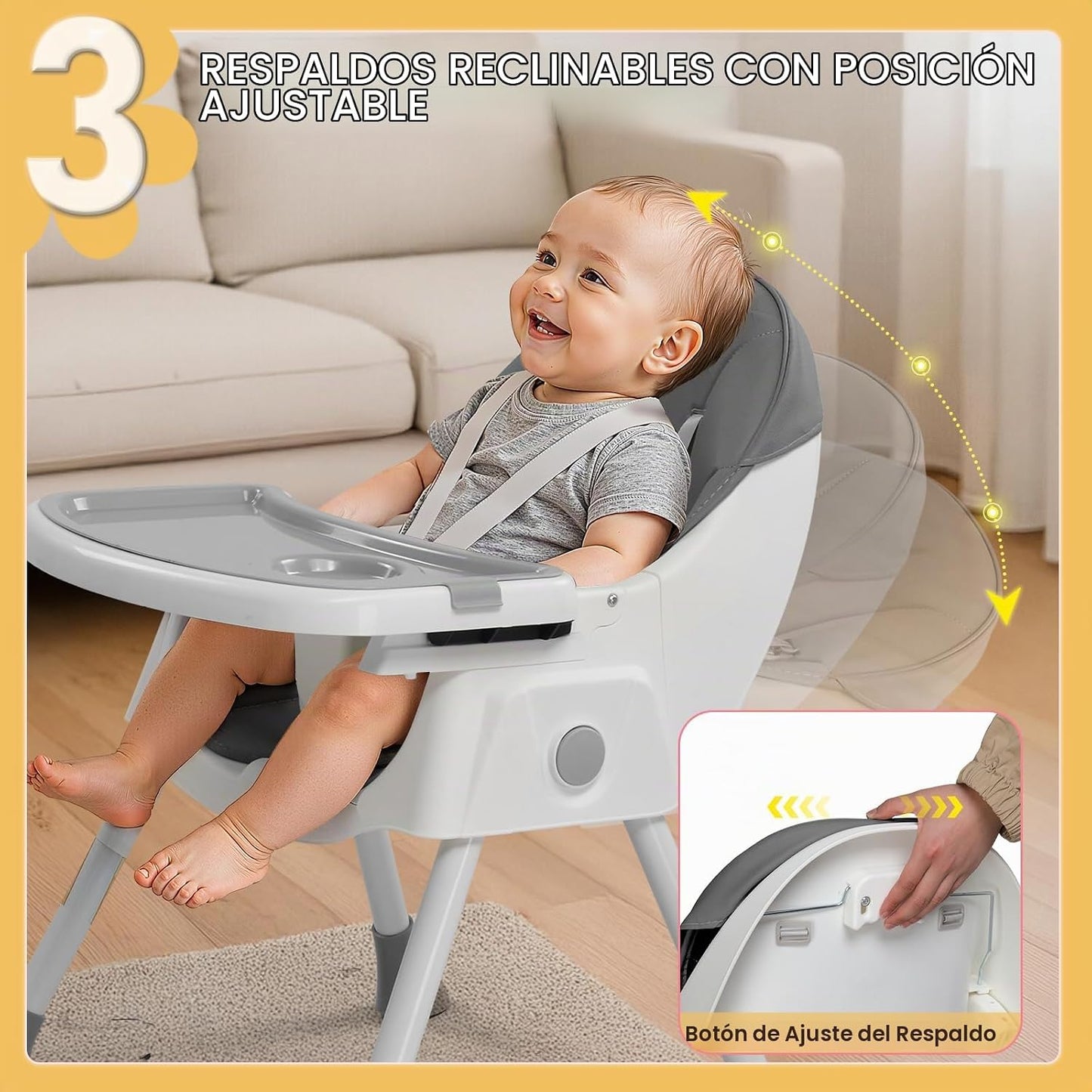 Ktaxon - Silla alta para bebé, silla alta portátil 6 en 1, color gr...