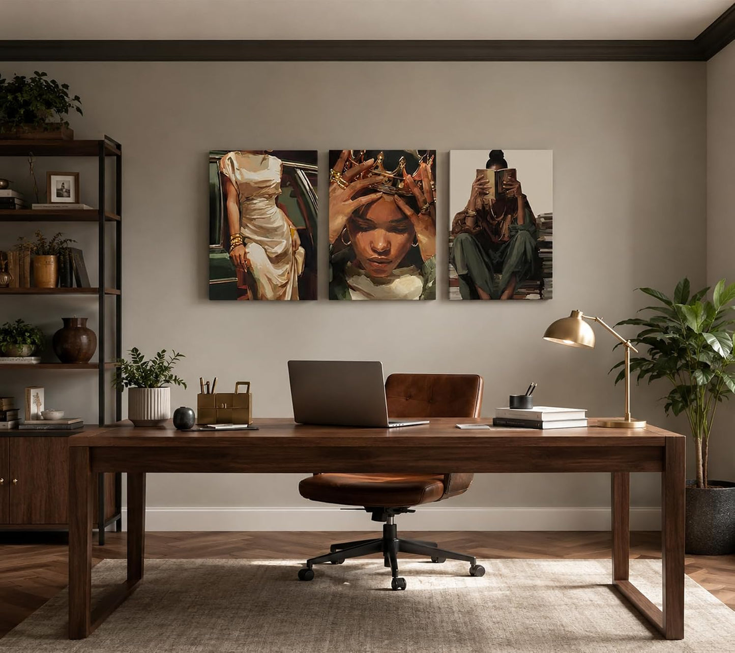 3 piezas de arte de pared en lienzo de mujer negra, pintura de rein...