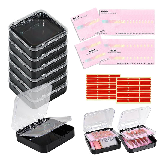 Juego de caja de embalaje de uñas a presión de 6 piezas (negro, 6 p...