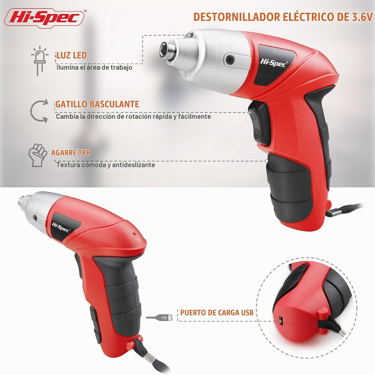 Hi-Spec Juego de destornilladores eléctricos de potencia pequeña, c...