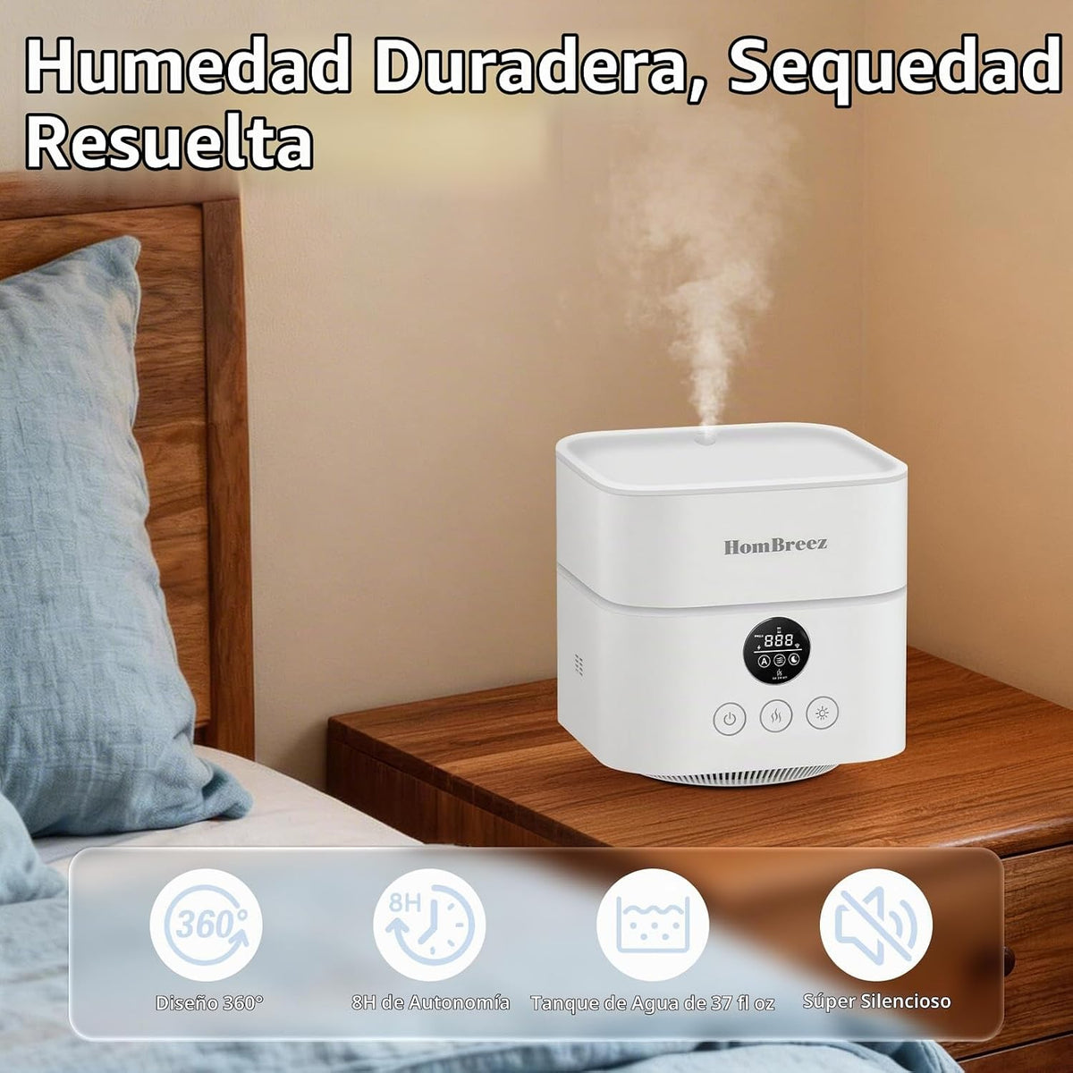 HomBreez Humidificador y purificador de aire en uno, filtro H13 Tru...