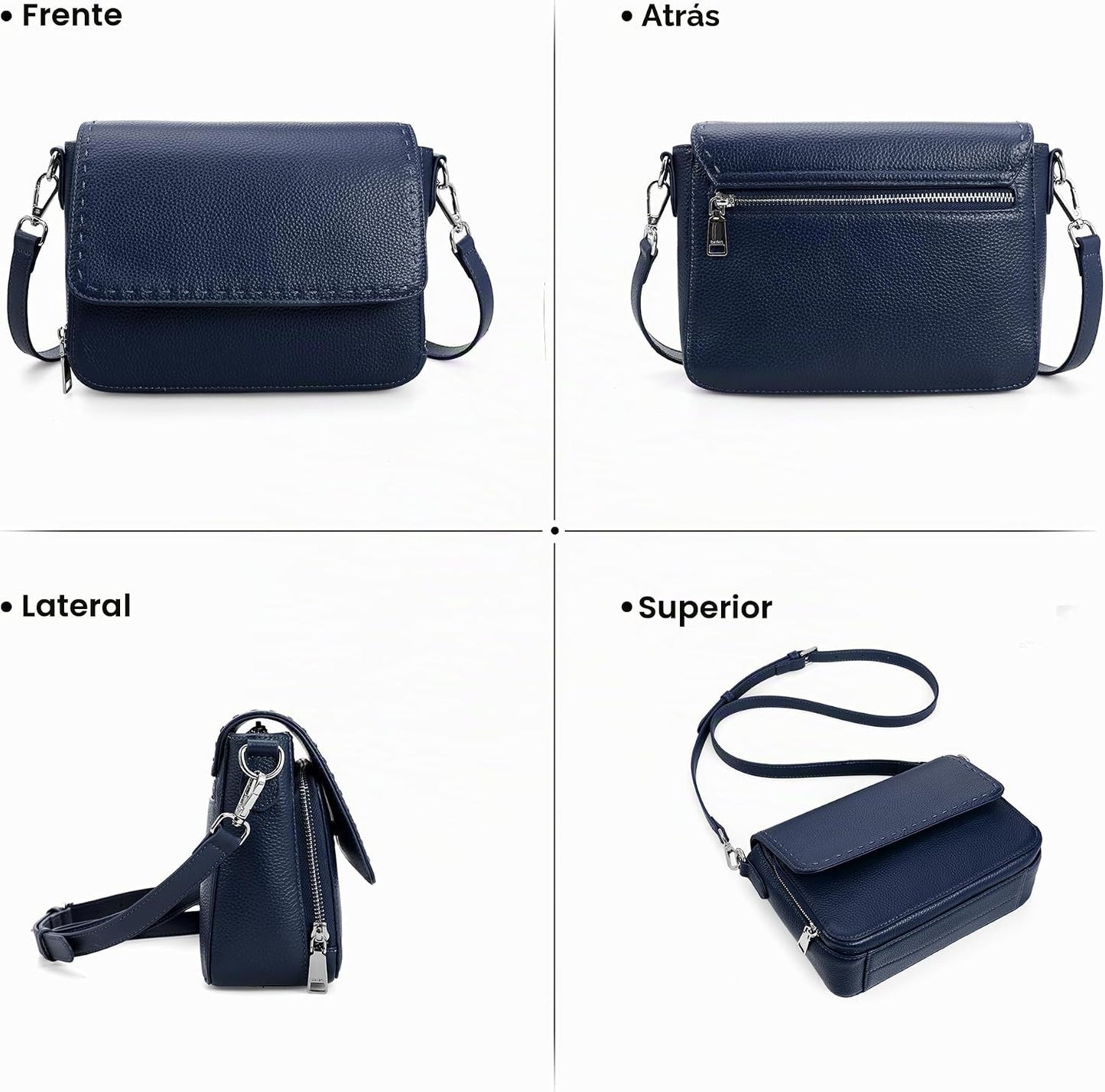 befen Bolsos cruzados de cuero genuino para mujer, bolso mediano co...