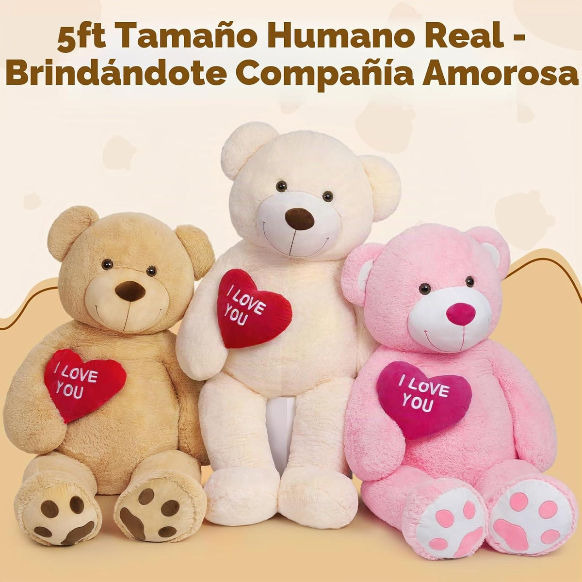 MaoGoLan Oso de peluche gigante \u2013 5 pies de alto, corazón rojo...