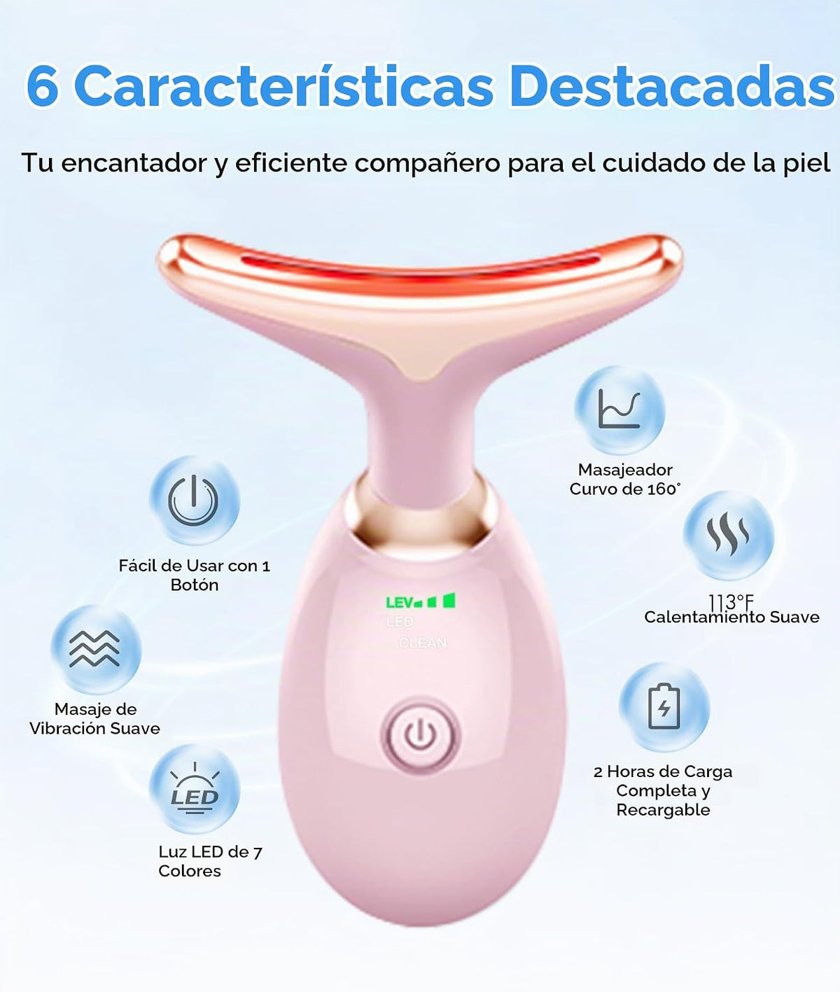 SDKWDH Terapia de Luz Roja para Cara y Cuello, Herramienta de Masaj...