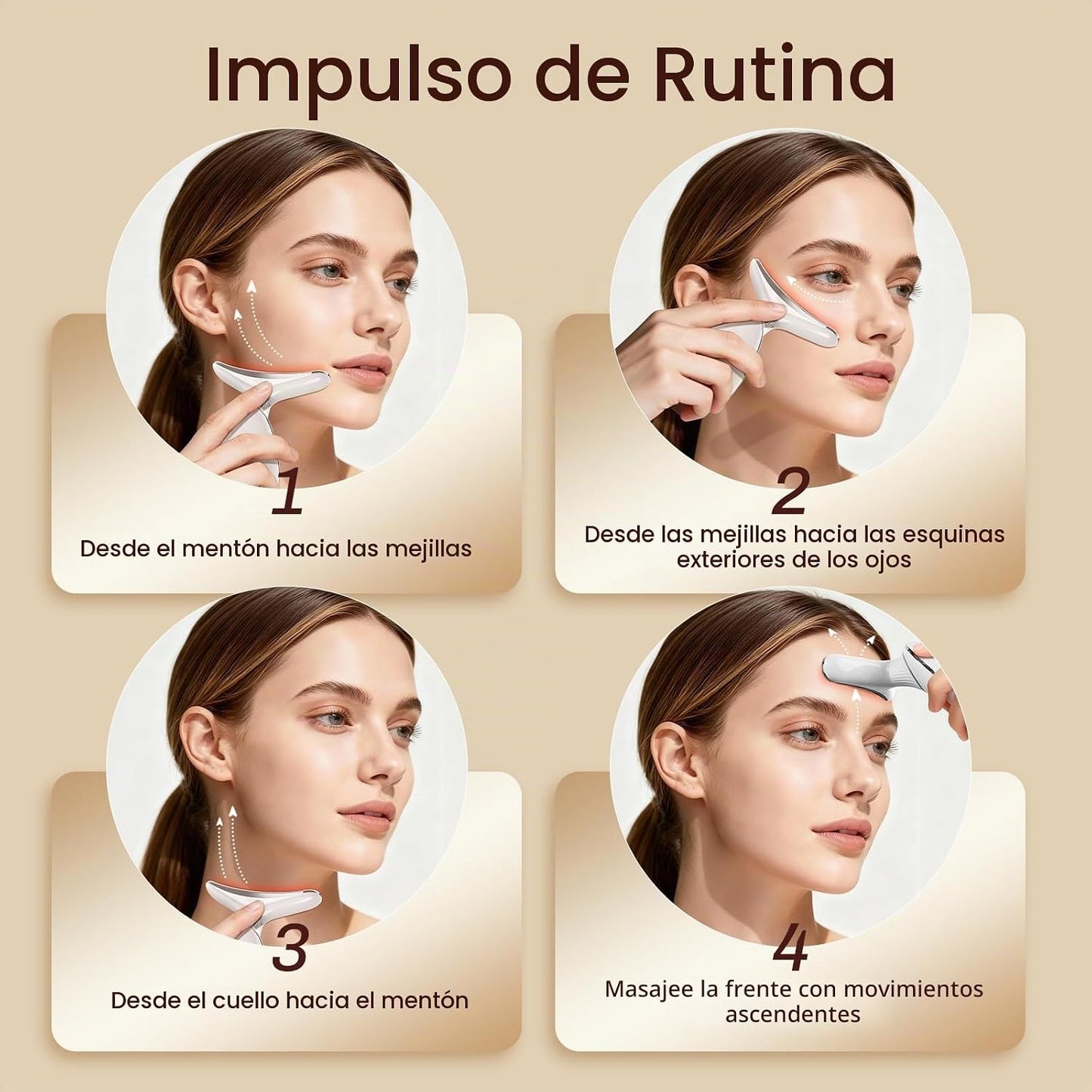 Masajeador facial y cuello, terapia portátil de luz roja para cara,...