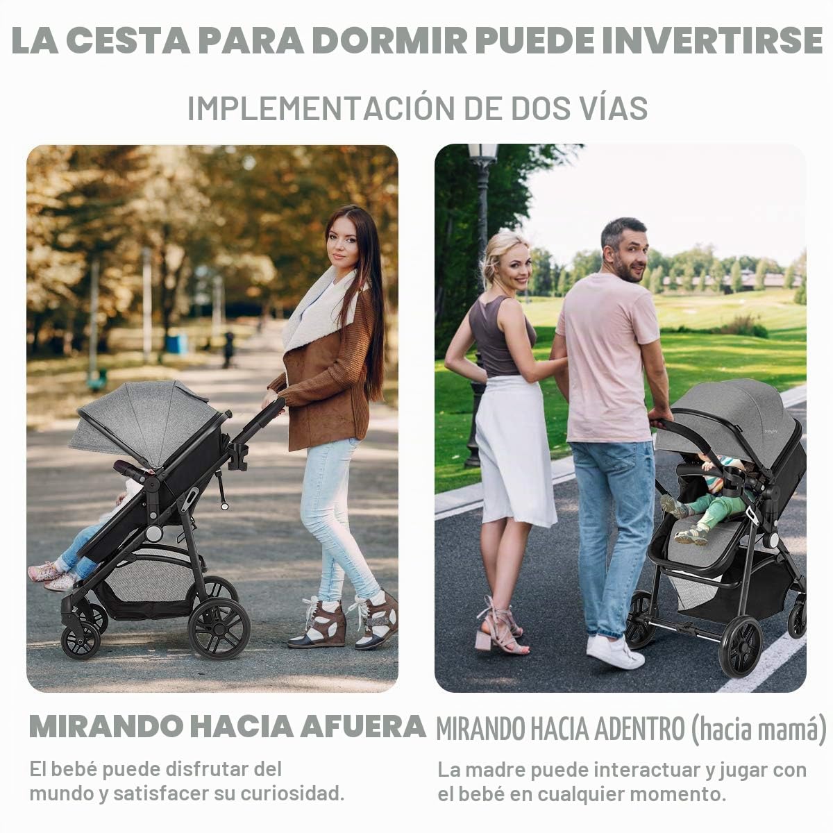 BABY JOY Cochecito de bebé, 2 en 1 cuna convertible a cochecito, si...