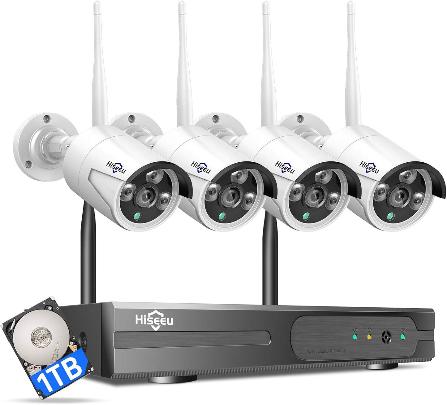 Hiseeu - Sistema de cámaras de seguridad inalámbrico, alcance de 10...