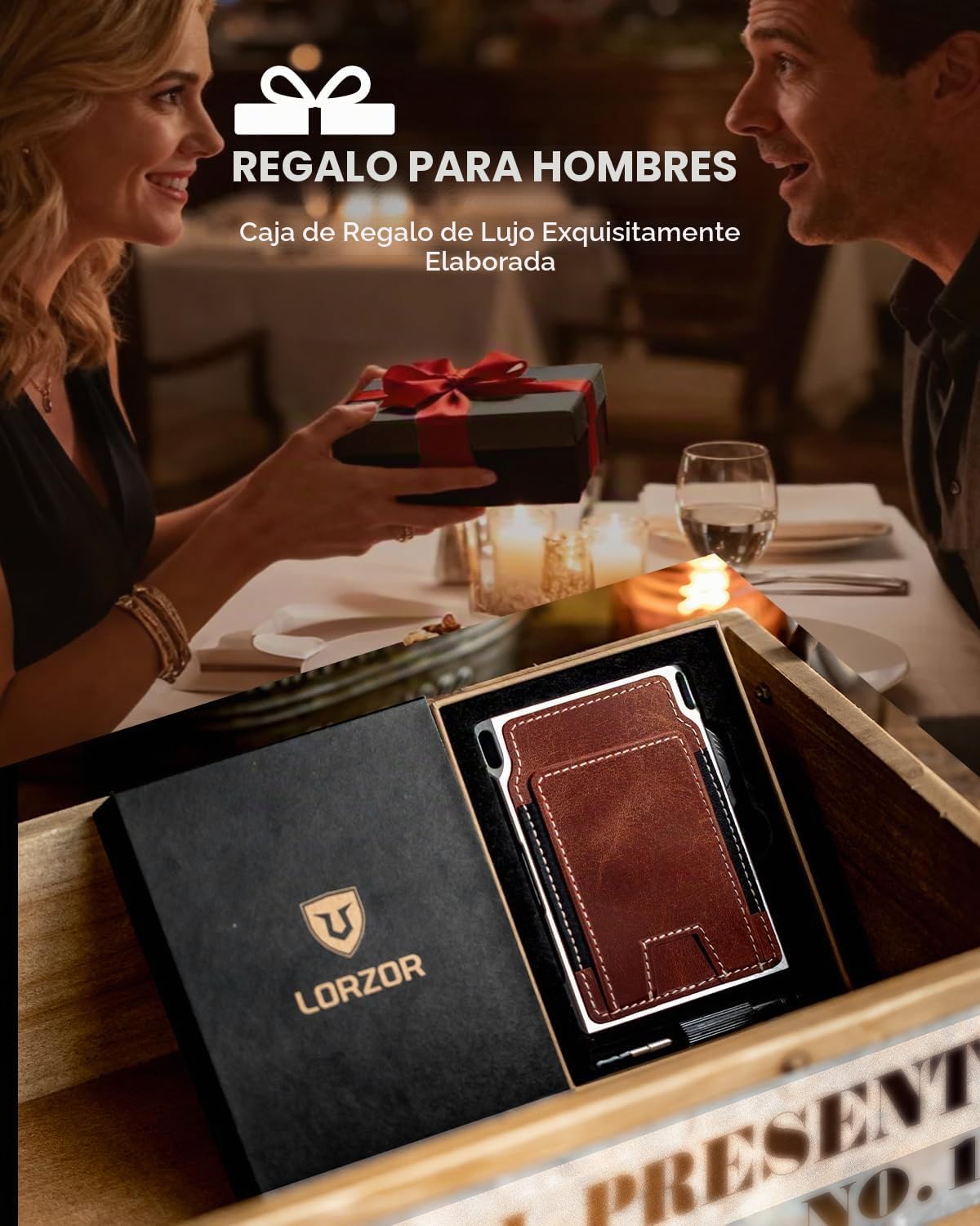 LORZOR Cartera táctica delgada, cartera minimalista para hombres, c...