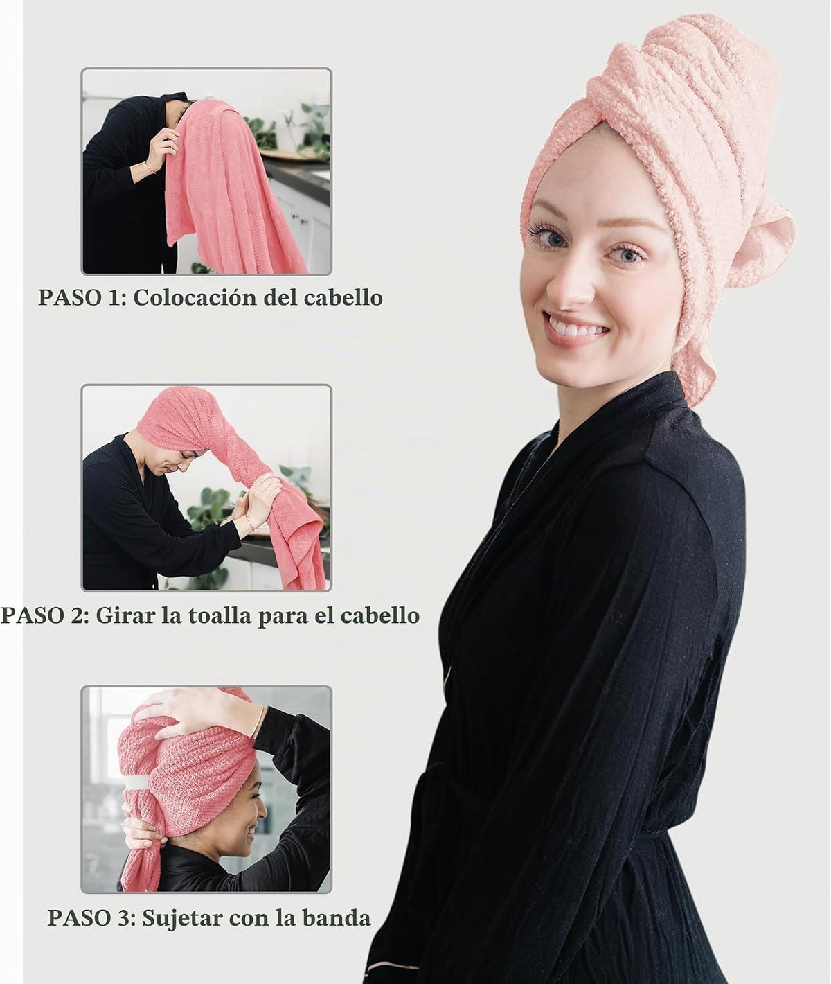 ROLSHOL Paquete de 2 toallas de microfibra grandes para mujer, 27 ×...