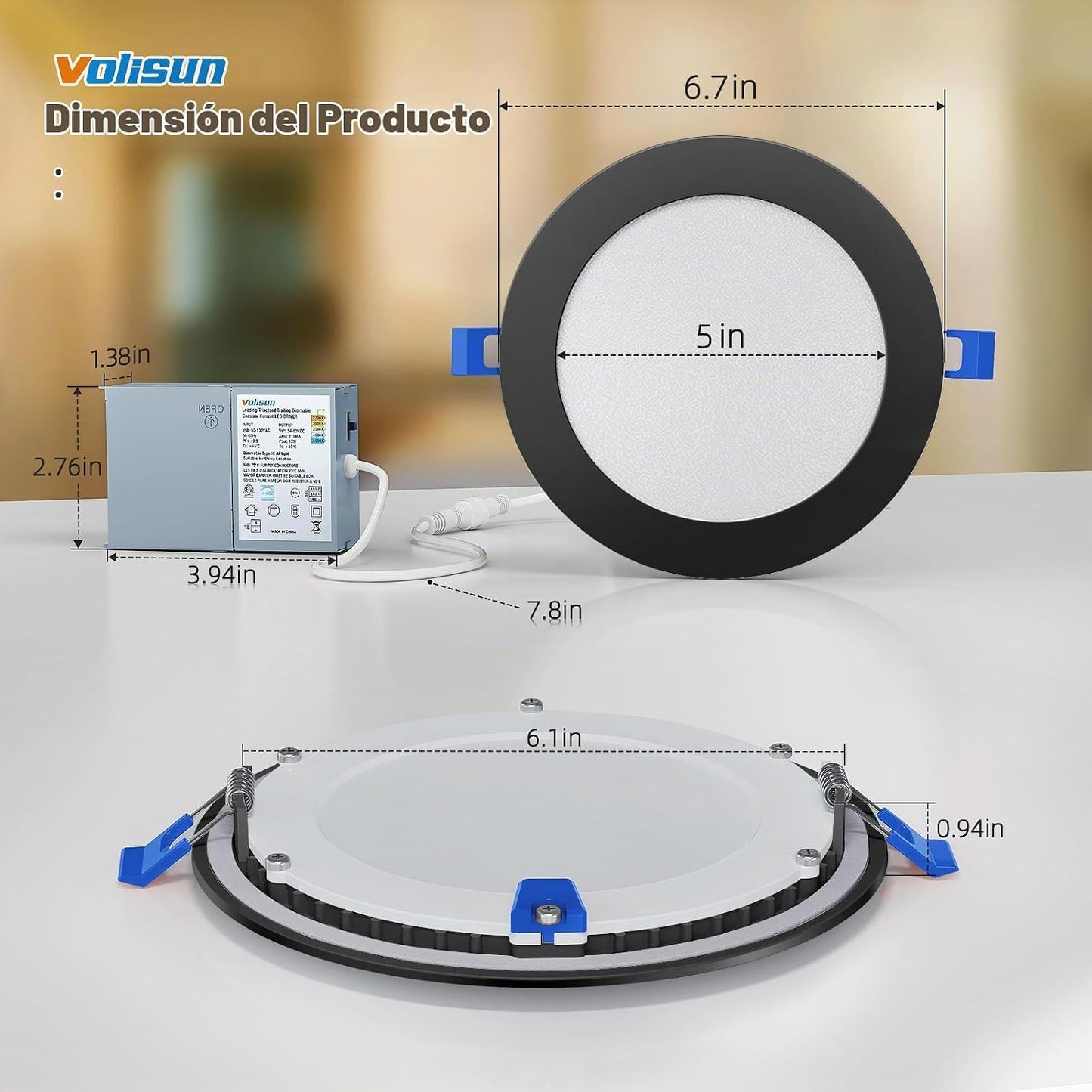 VOLISUN Paquete de 24 luces empotrables de 6 pulgadas, luz LED empo...