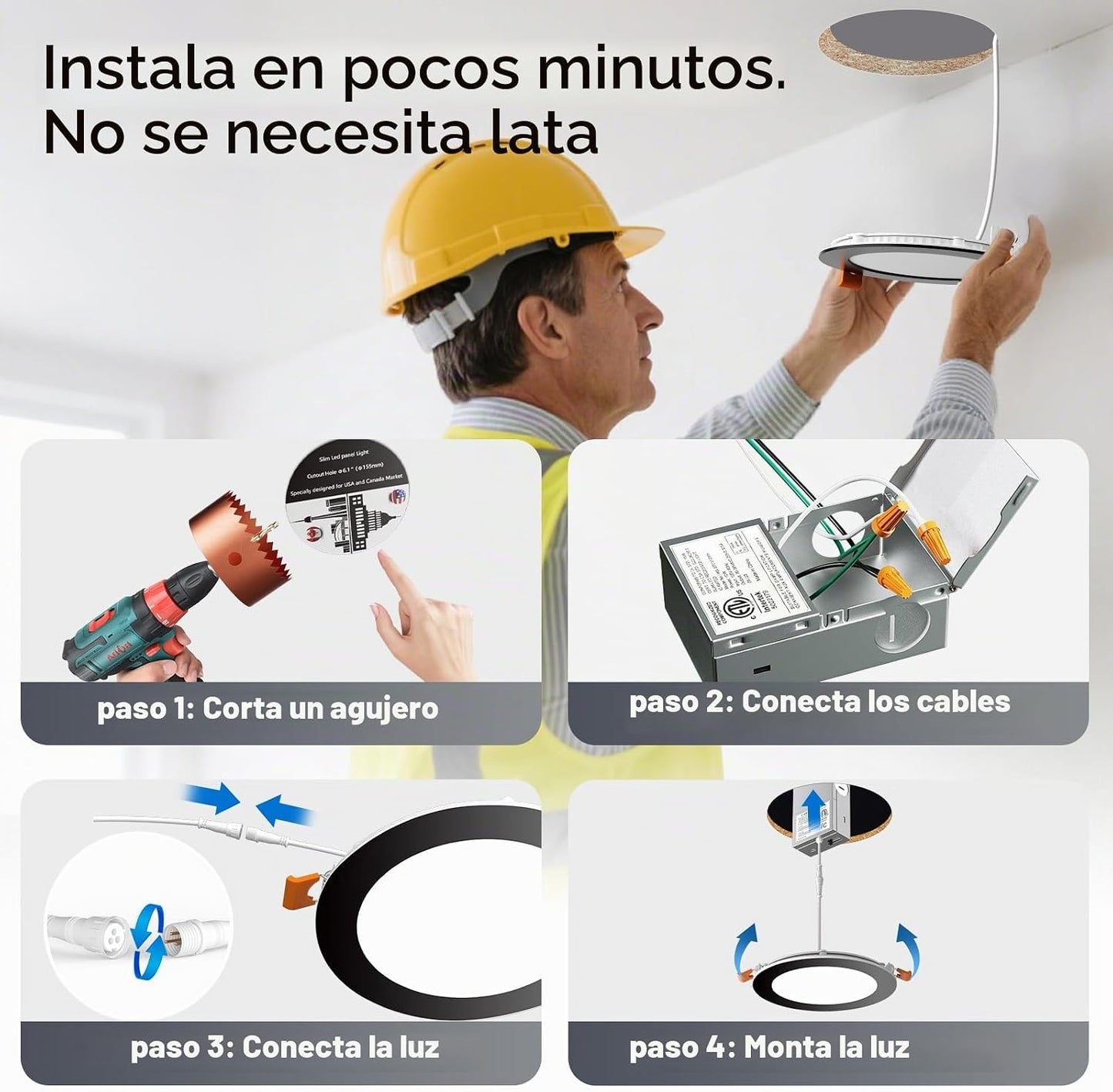 CHARKEE Paquete de 24 luces LED empotrables ultrafinas de 6 pulgada...