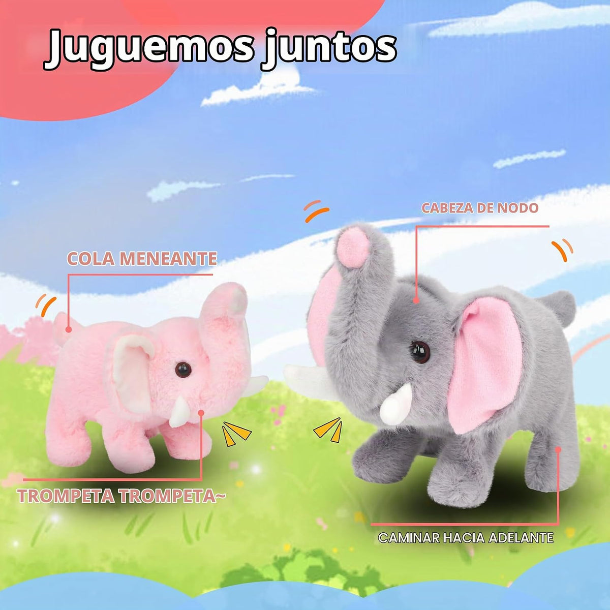 Hopearl Elefante caminante interactivo gateando Elephish juguete el...