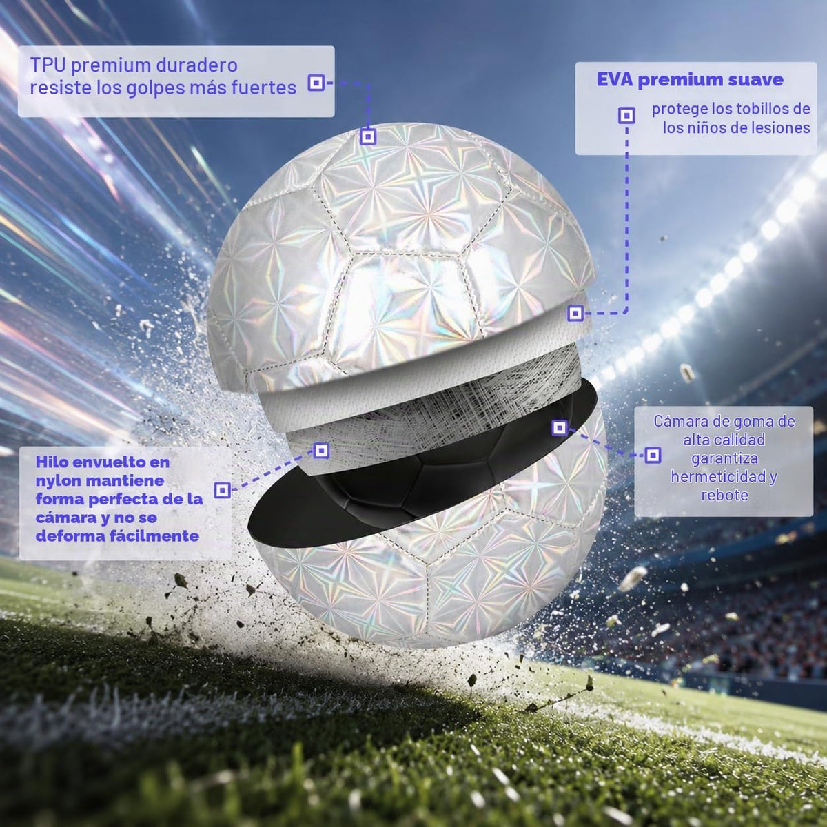 Champhox Pelota de fútbol tamaño 4 con purpurina rosa - Pelota de f...
