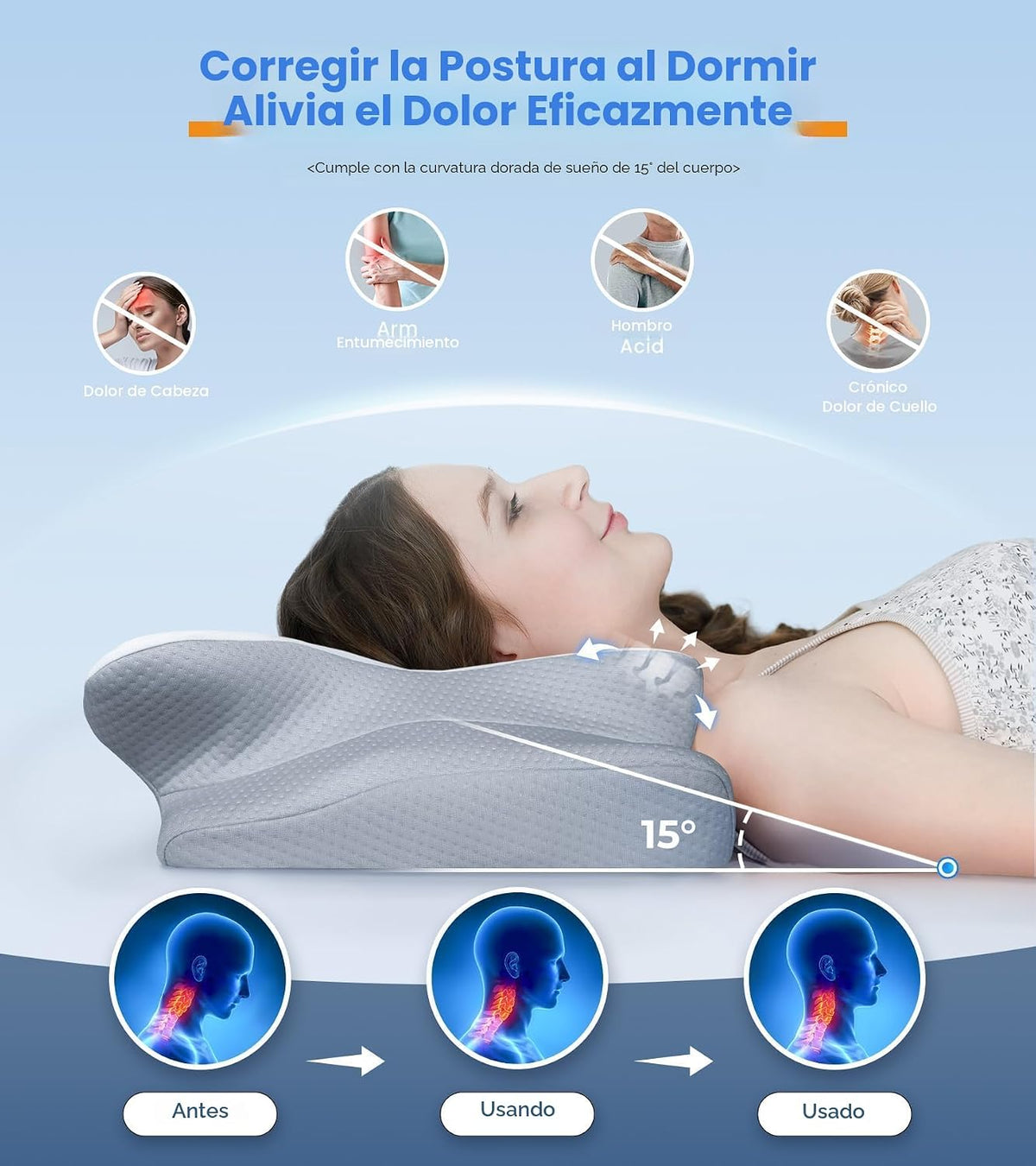 Almohada refrescante de alivio ultra del dolor para soporte del cue...
