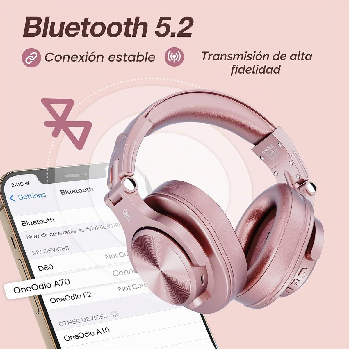 OneOdio A70 Auriculares Bluetooth para oído, auriculares inalámbric...