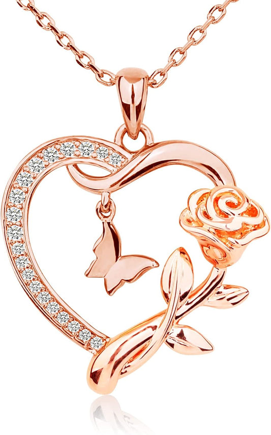 Alsanix - Collar de Corazón para Mujer, Plata de Ley\/Chapado en Or...