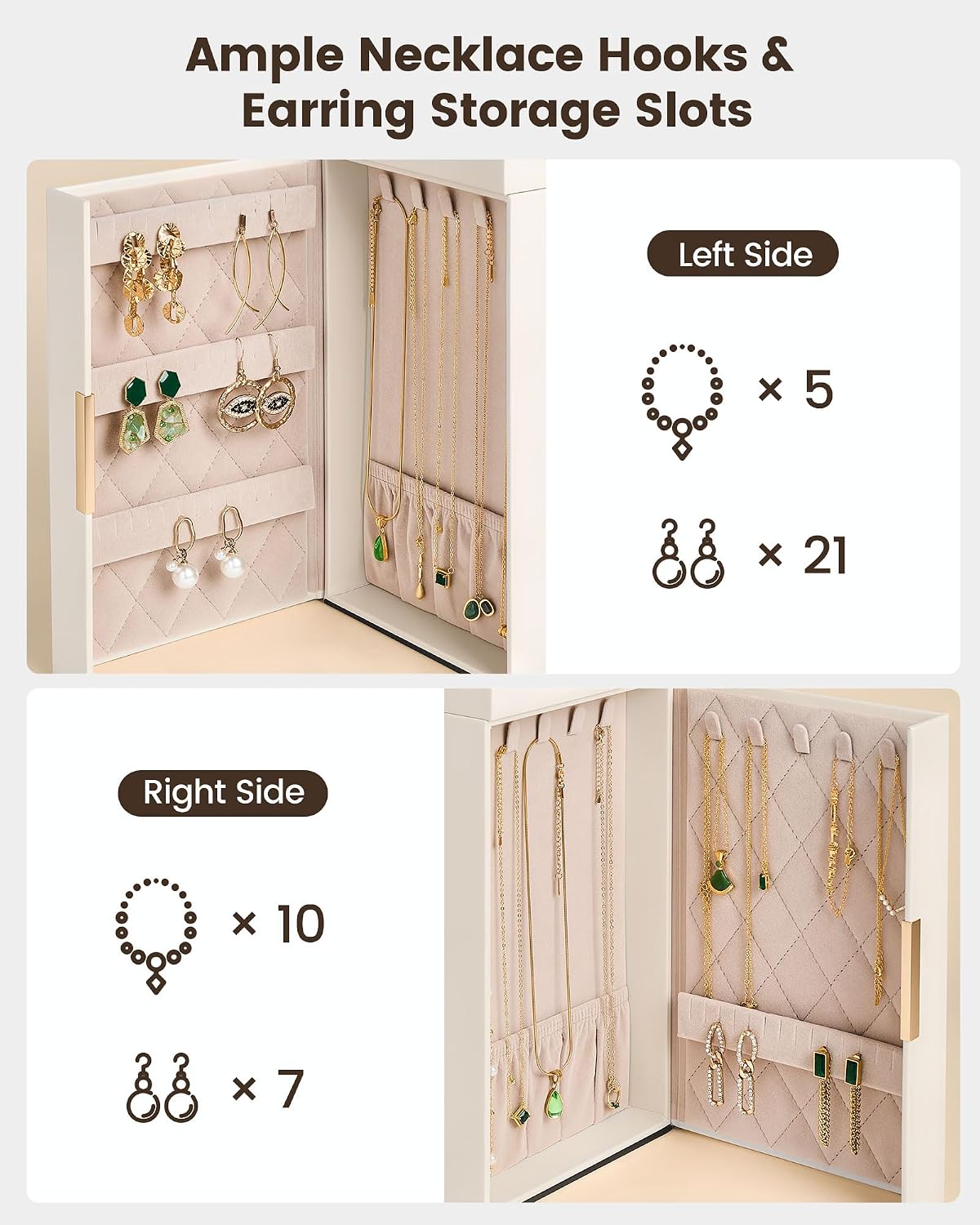Lolalet Joyero organizador grande para mujer, organizador de joyas...