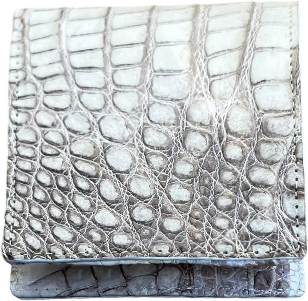 VIETDAVN Carteras plegables de cocodrilo genuinas para hombres, car...