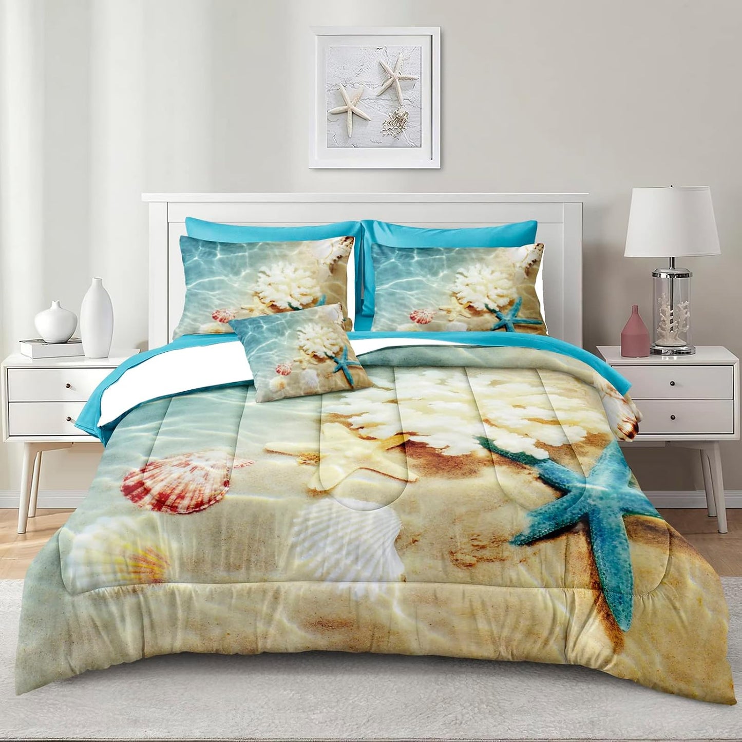 Bedbay Juego de ropa de cama costera de cama en una bolsa Queen, ju...