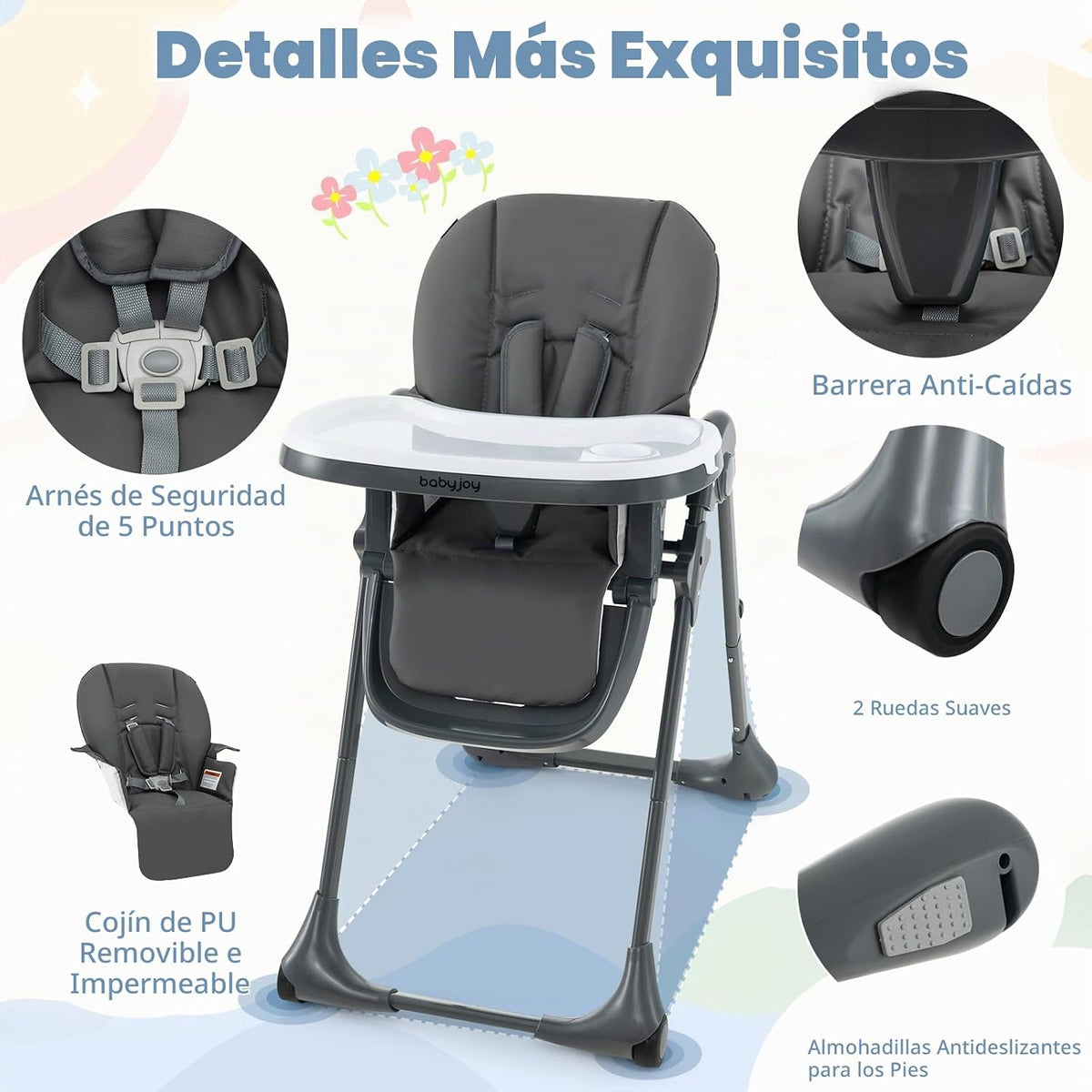 BABY JOY Silla alta convertible para bebés y niños pequeños, altura...