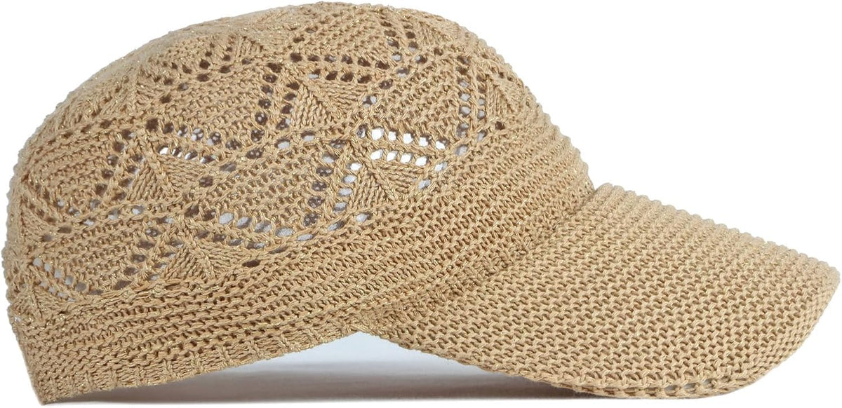 FASHIXD Gorra de béisbol de malla tejida para mujer, de hilo de ver...