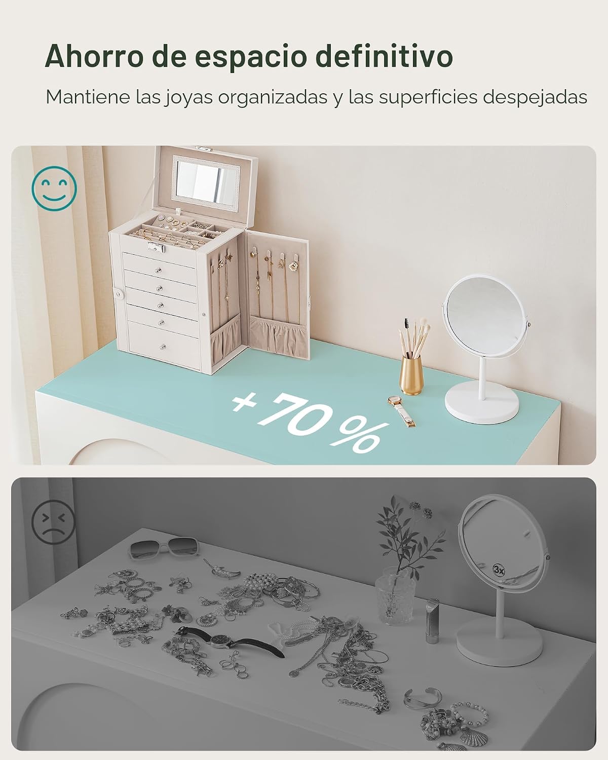 SONGMICS UJBC152W01 Caja organizadora de joyería de 6 capas con 5 c...