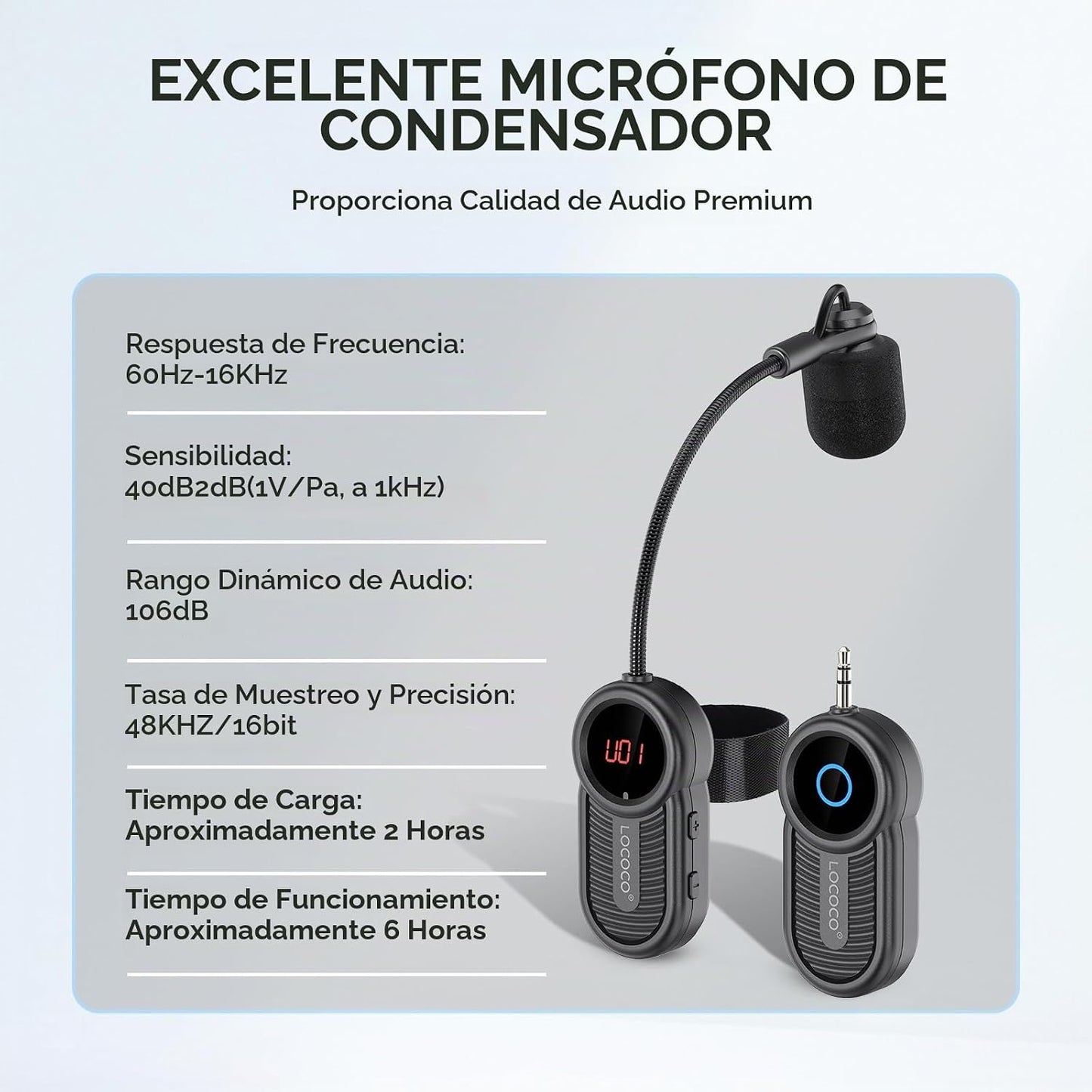 Lococo UHF Wireless Flute Microphone System: Instrumentos de música...