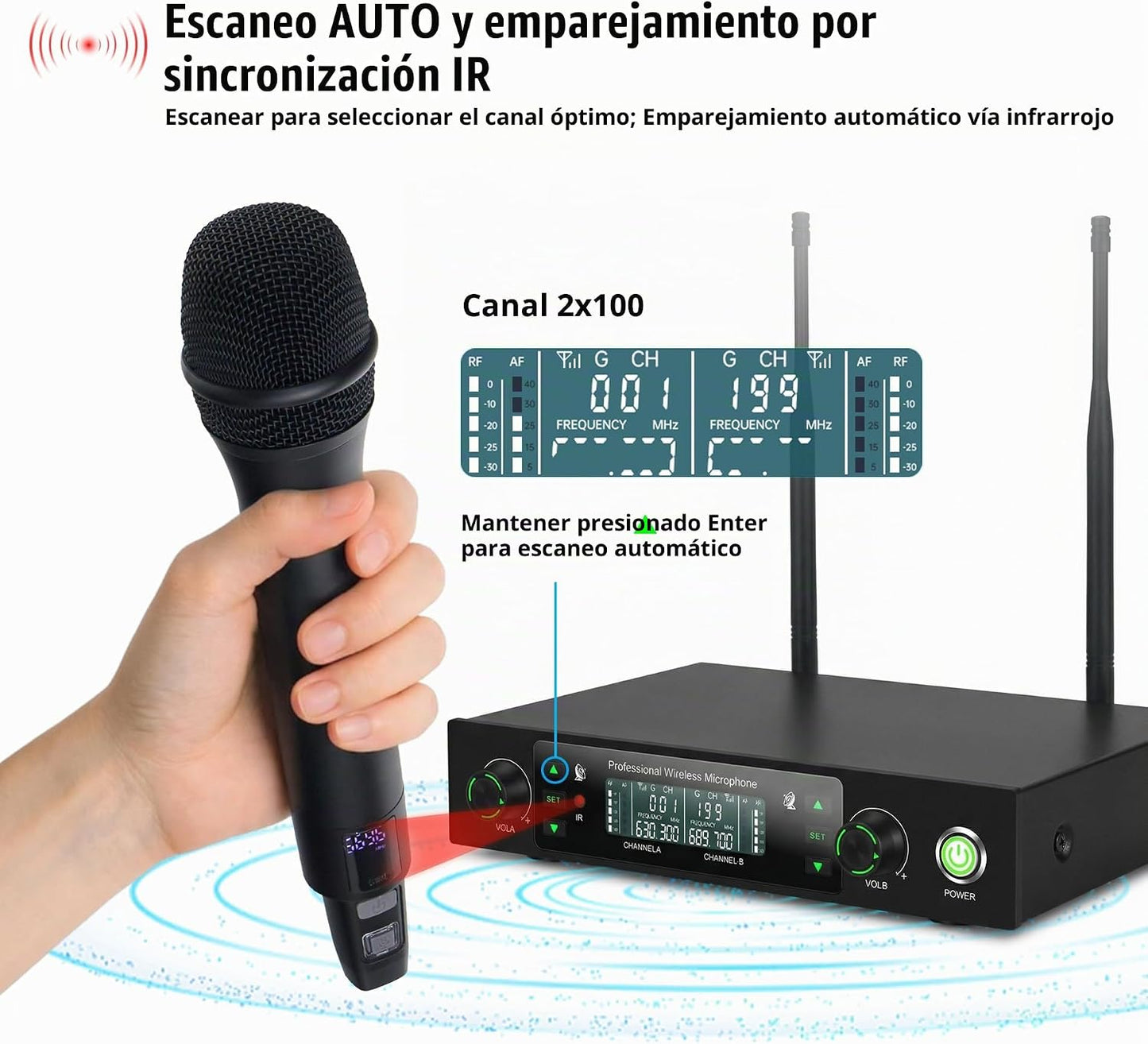 Loewieta Sistema de micrófono inalámbrico, juego de micrófono inalá...