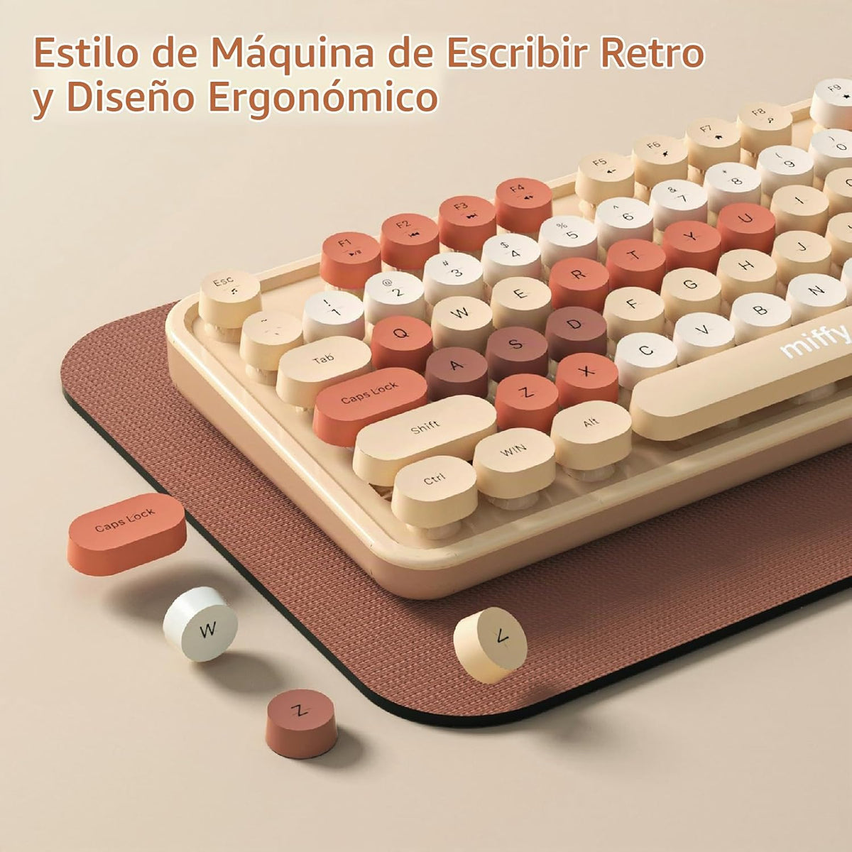 Miffy Combo de teclado y mouse inalámbricos de 104 teclas con almoh...