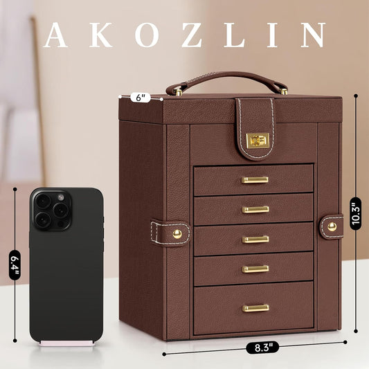 AKOZLIN Caja Organizadora de Joyería Funcional, Estuche de Almacena...