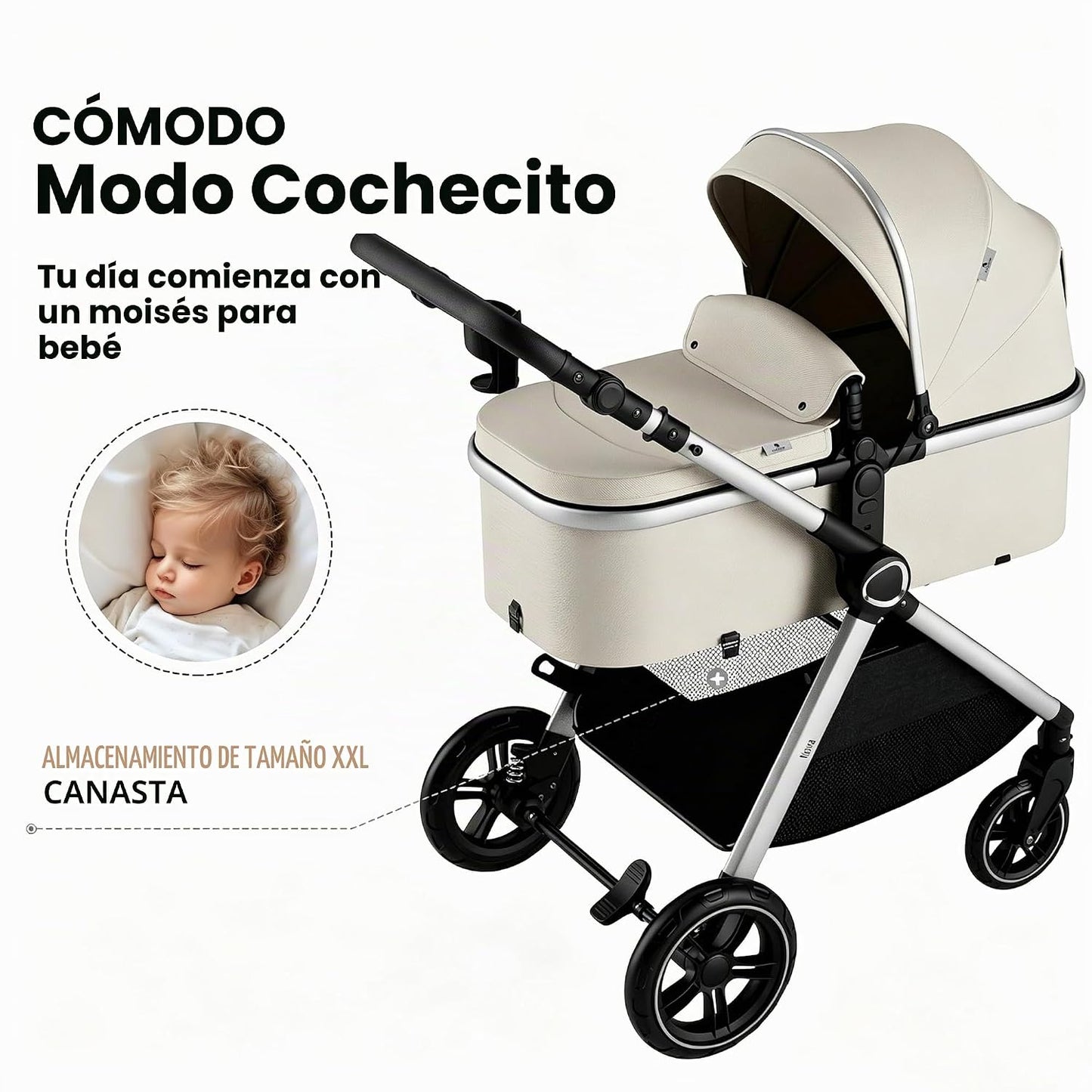 Accombe Cochecito de bebé convertible 2 en 1 para recién nacidos a...