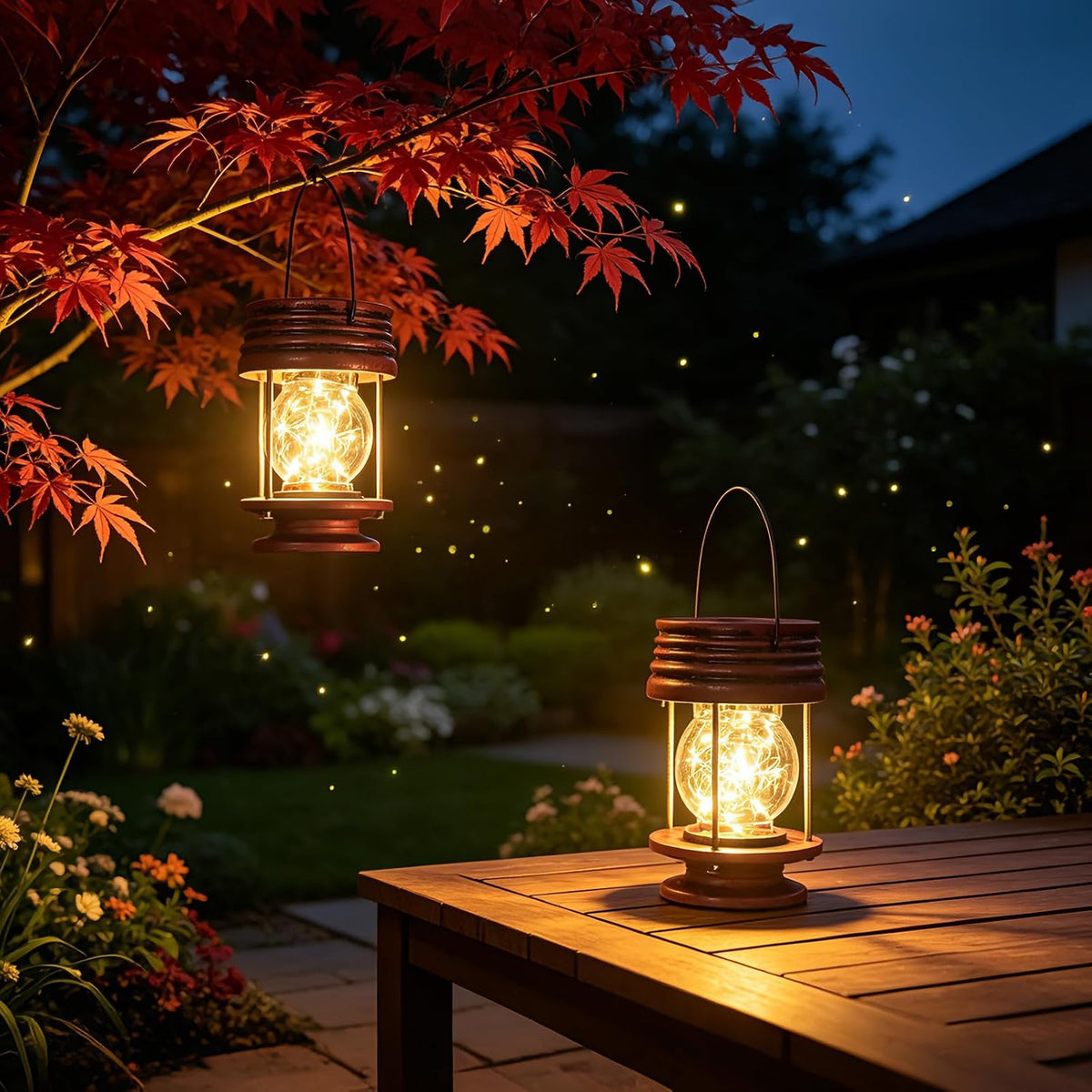 Linternas solares colgantes al aire libre - 20 luces LED alimentada...