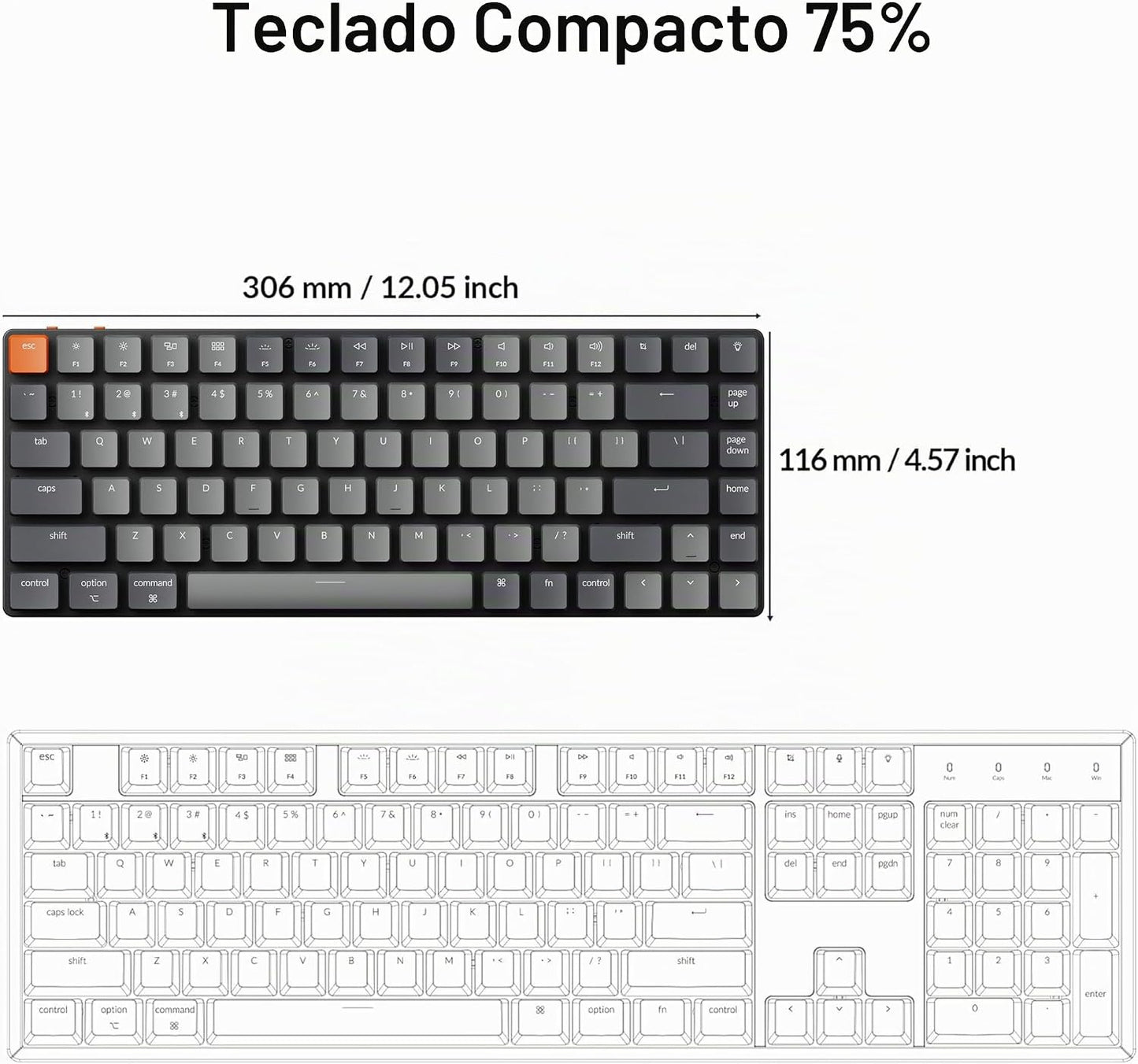 Keychron K3 Versión 2, Teclado mecánico inalámbrico Bluetooth\/USB...