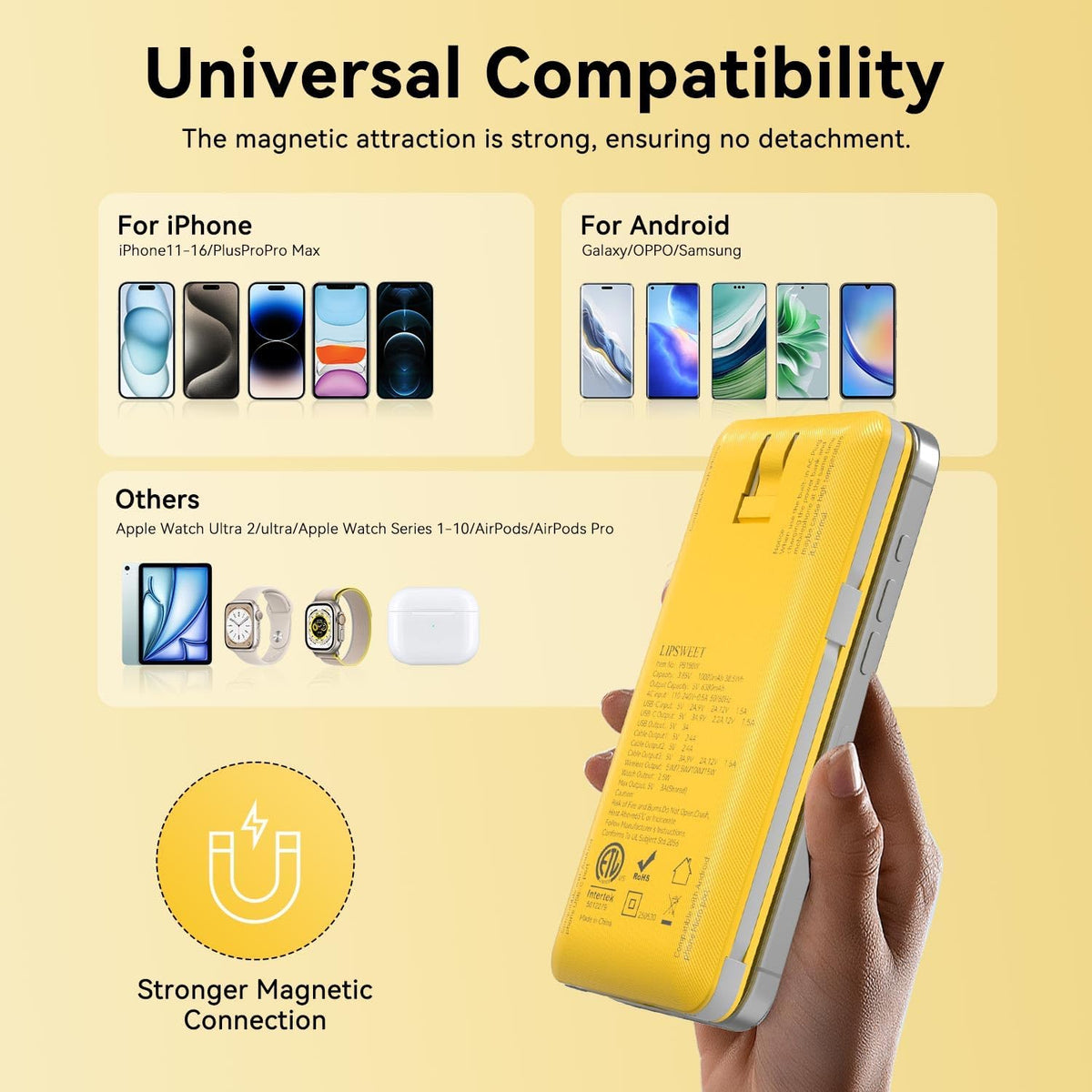 LUCKYFELLOW Cargador portátil magnético de 10000 mAh para iWatch y...
