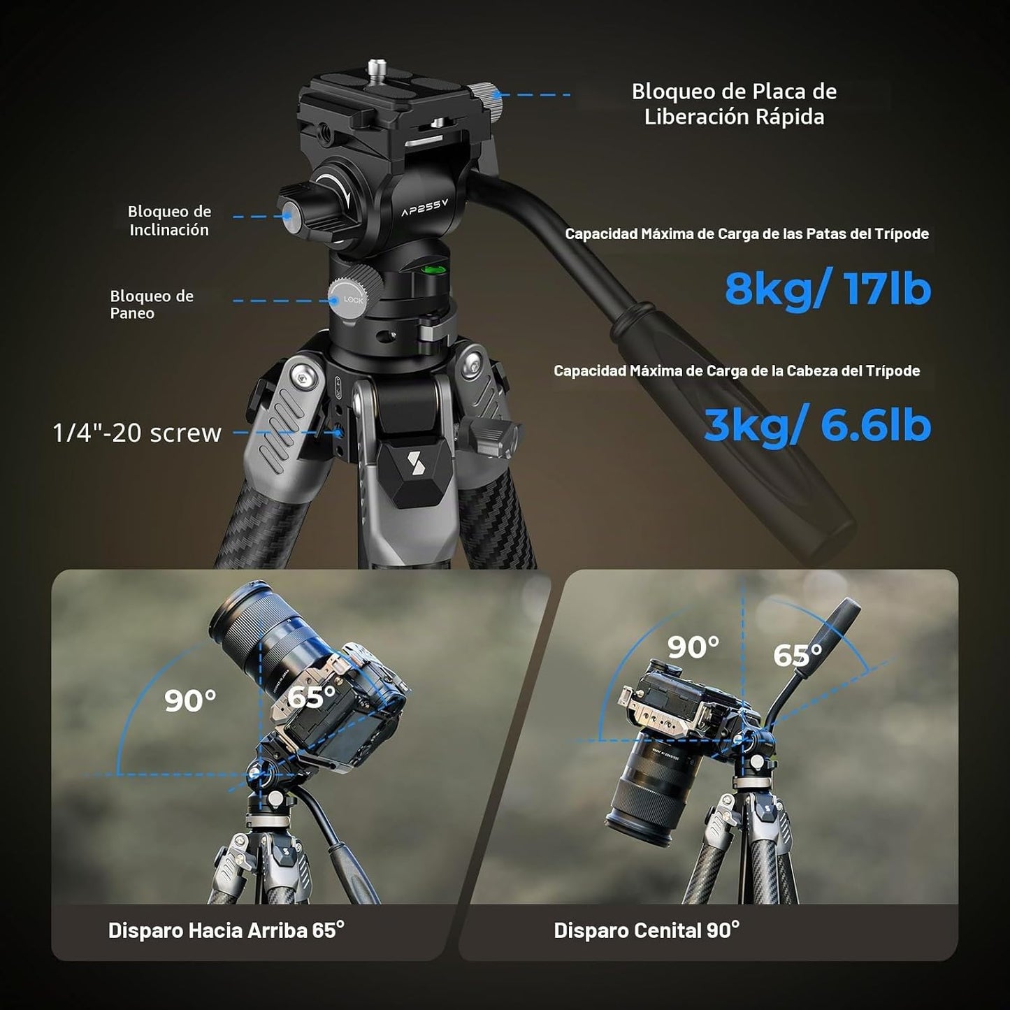 SmallRig Trípode de viaje portátil de 63 pulgadas para iPhone y cám...