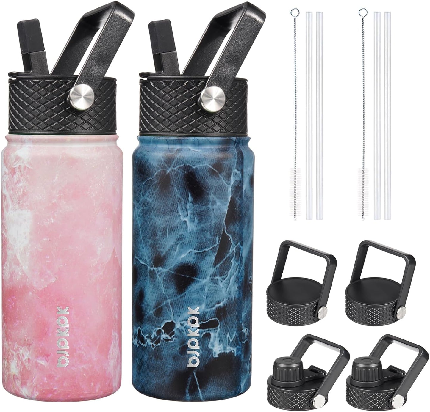 BJPKPK - Paquete de 2 botellas de agua aisladas de 40 onzas con tap...