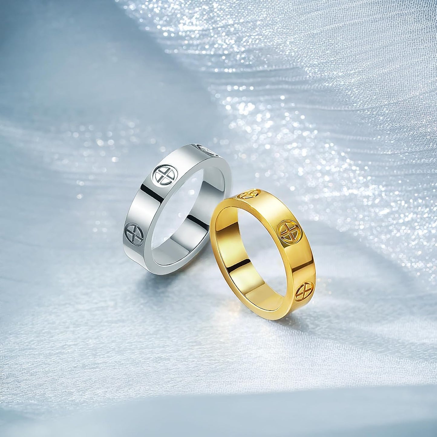 PDWZNBA Anillo de amistad de amor de acero inoxidable chapado en or...