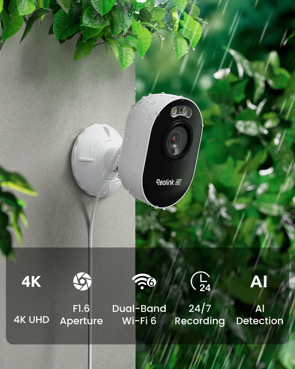 REOLINK Cámara de seguridad para exteriores Lumus Pro 4K, cámara Wi...