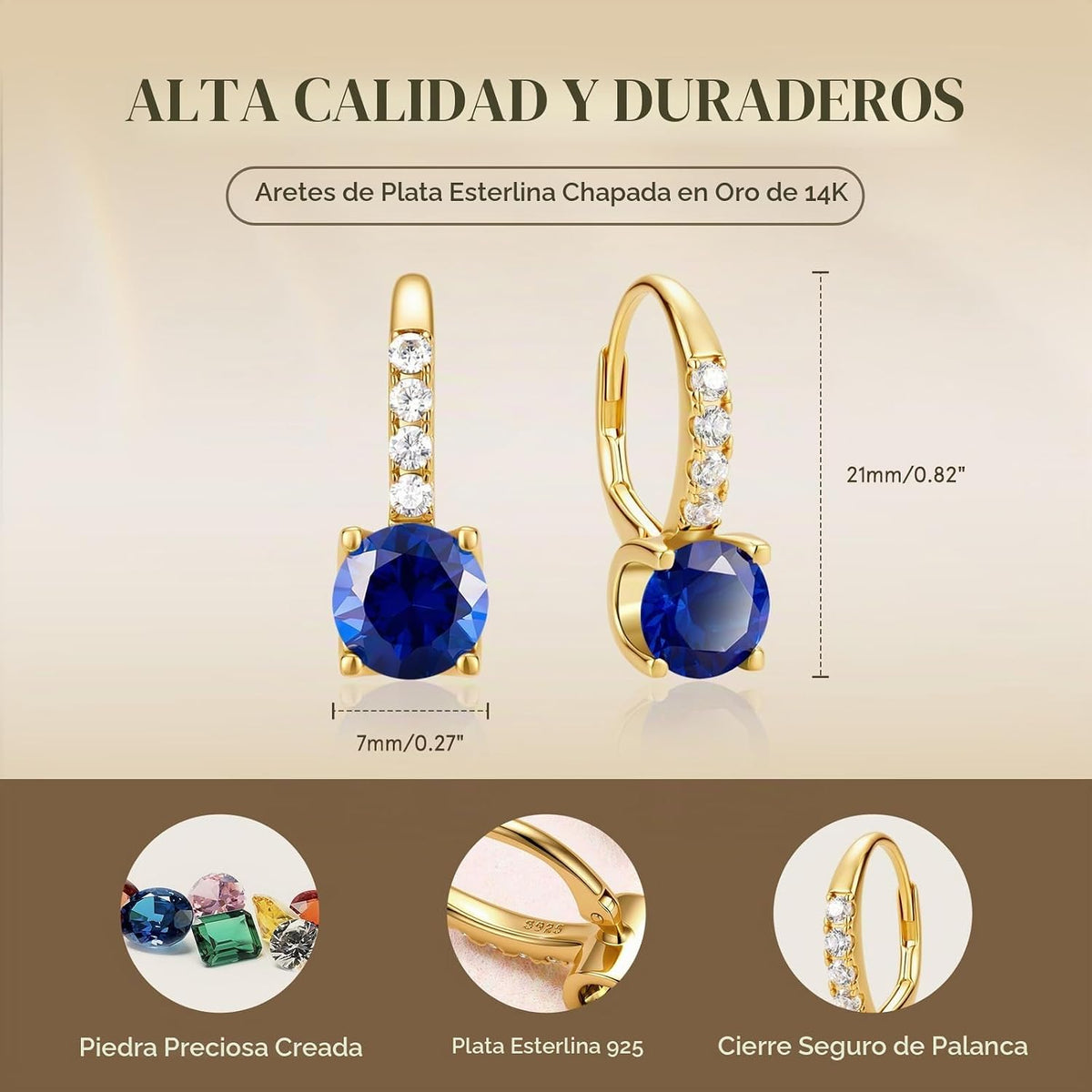 FANCIME Pendientes colgantes de plata de ley chapada en oro de 14 q...