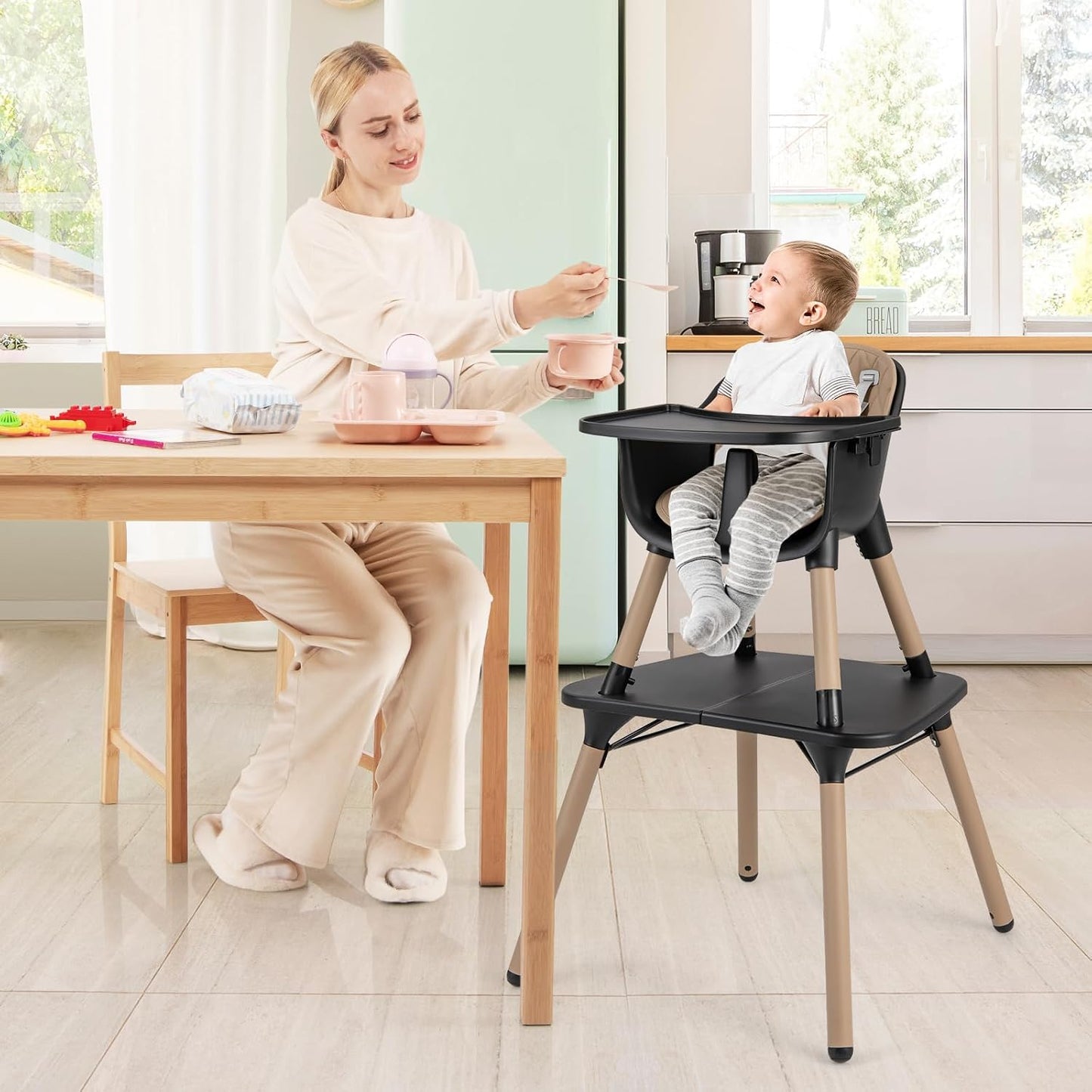 Honey Joy Silla alta 5 en 1 convertible para bebés y niños\/Juego d...