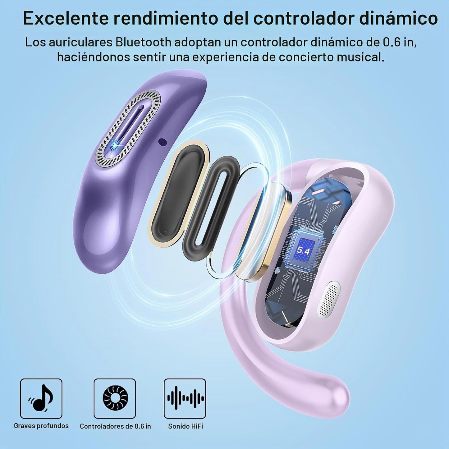 Auriculares abiertos, NUEVOS auriculares supraaurales con 4 micrófo...