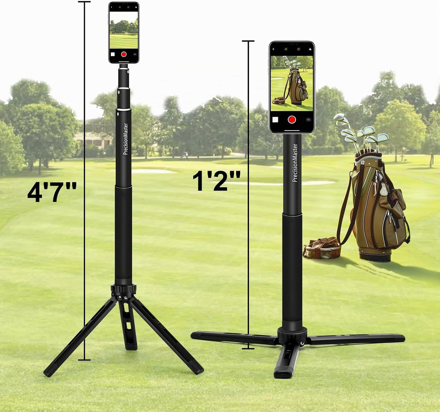 PrecisionMaster Trípode de golf y monopie, palo magnético de pelícu...