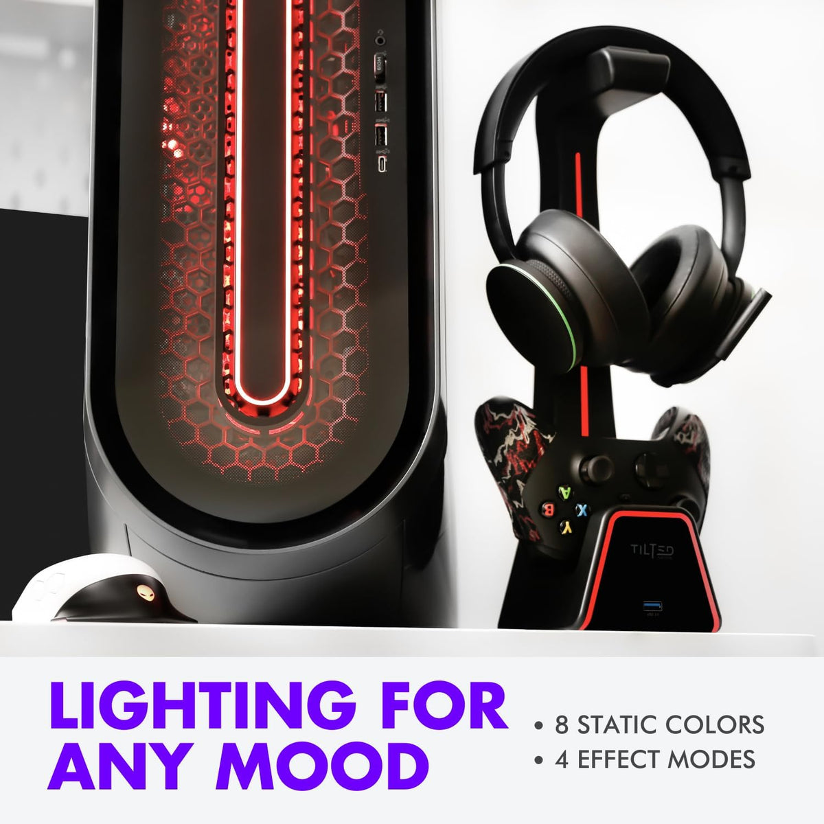 Tilted Nation Soporte para controlador y auriculares para juegos 3...