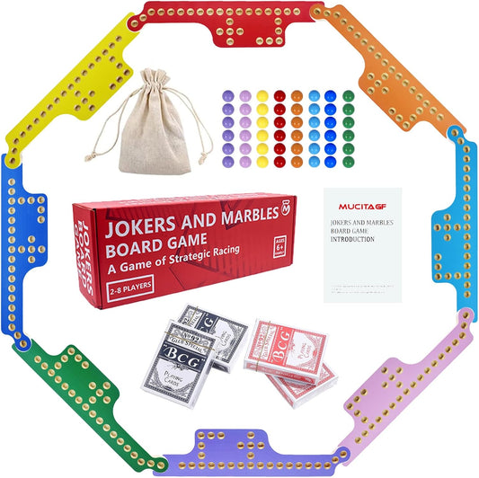 MUCITAGF Juego de Canicas y Jokers de Mesa con Clavos y Cartas Joke...