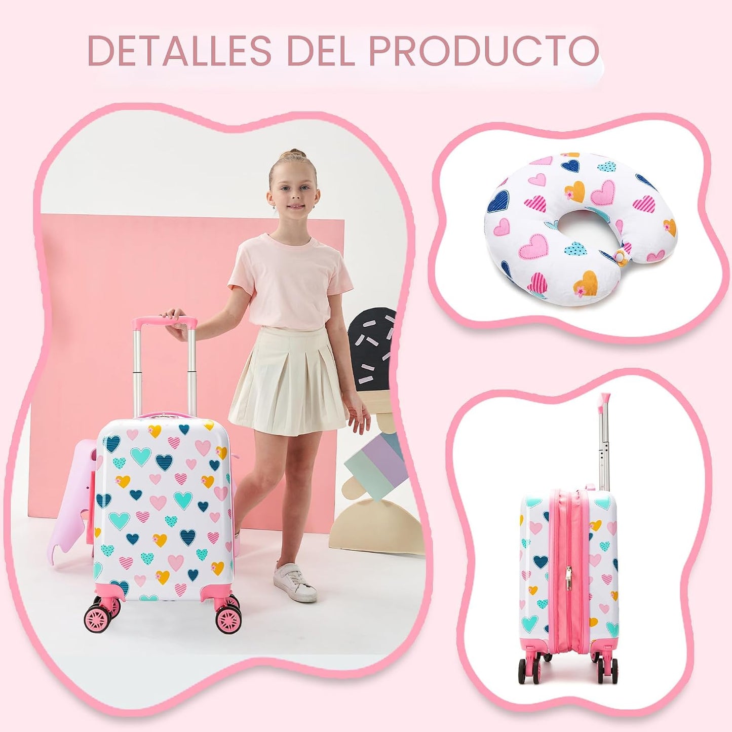 Juego de equipaje para niños Esteemly 5 piezas Juego de maletas 16&...