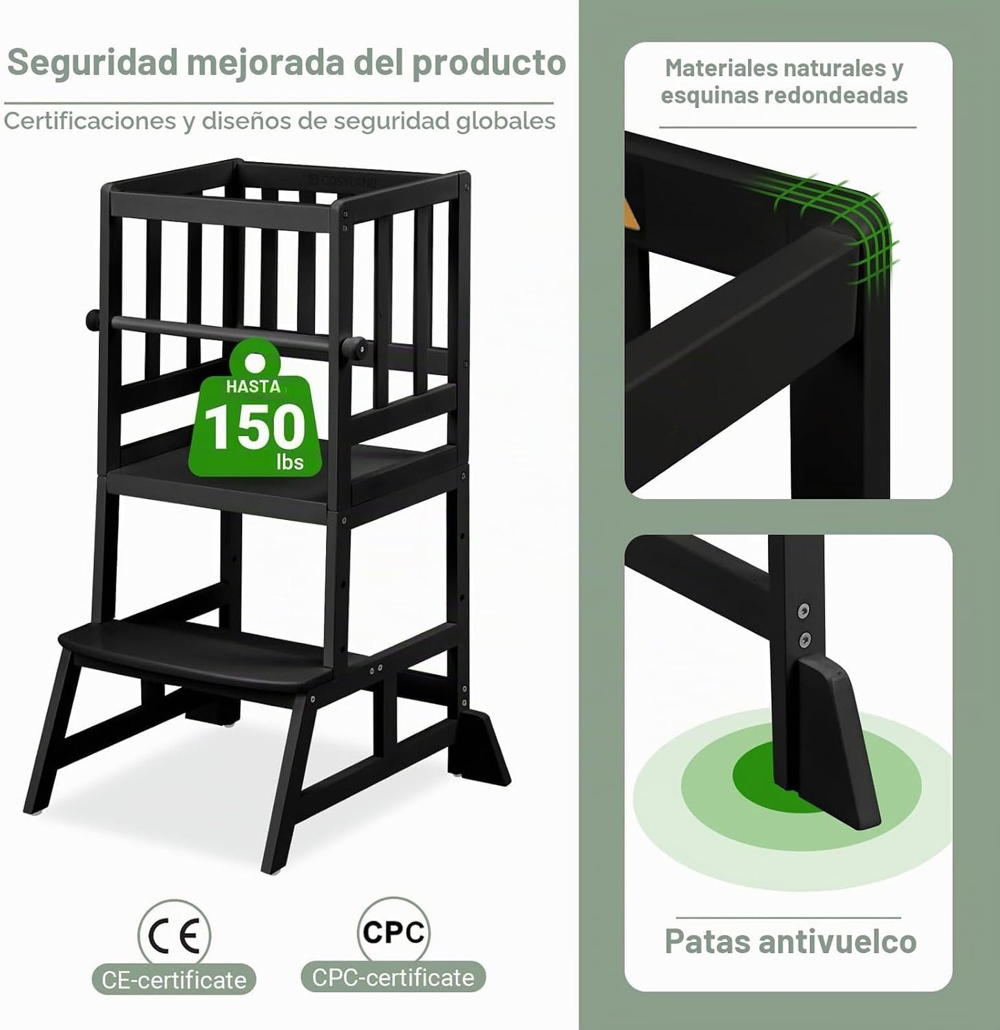 COSYLAND Torre de Pie para Niños Pequeños - Taburete Auxiliar de Co...